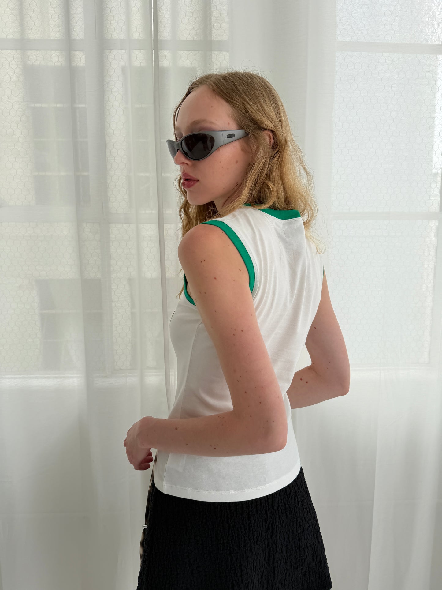 Clover Tank - Off-White/Green