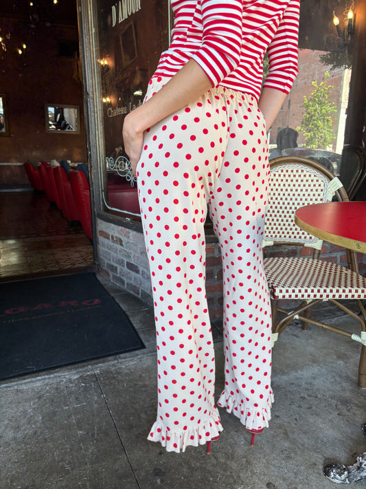 Liora Ruffle Pant - Scarlett Dot