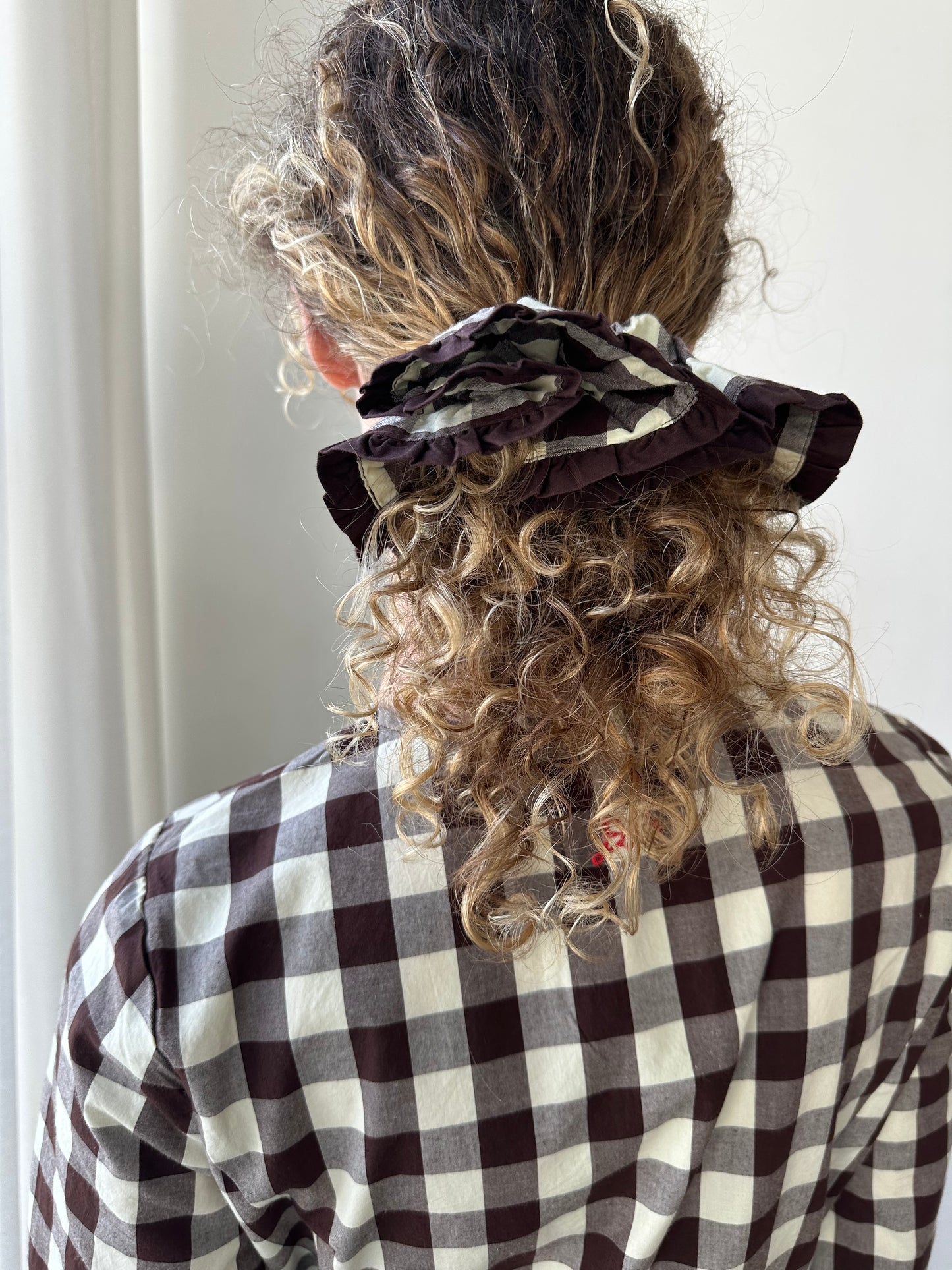 Frill Edge Scrunchie - Butter Gingham