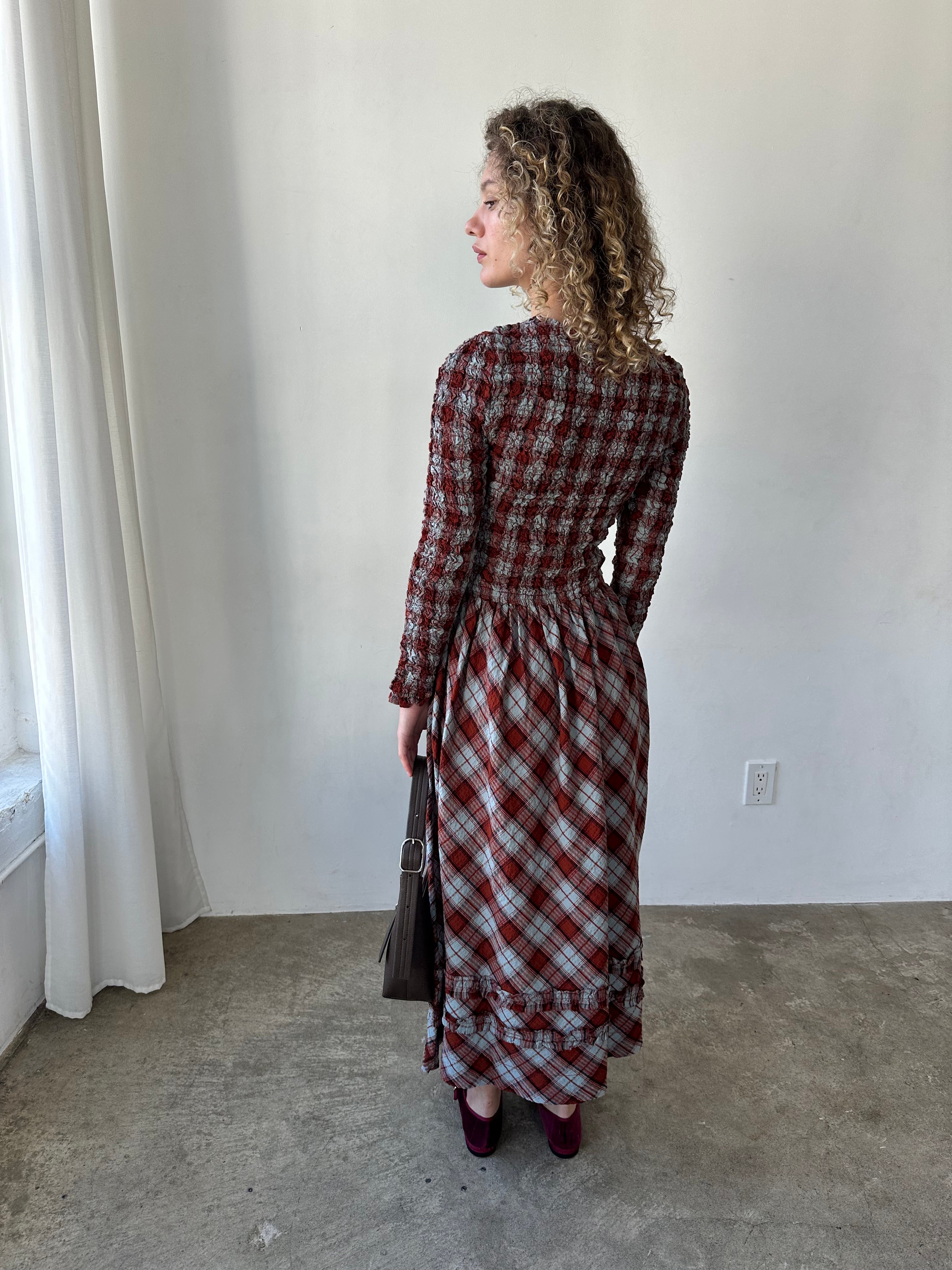 Posey Cardi Midi Dress - Blue Fog Mutli Check – Lisa Says Gah