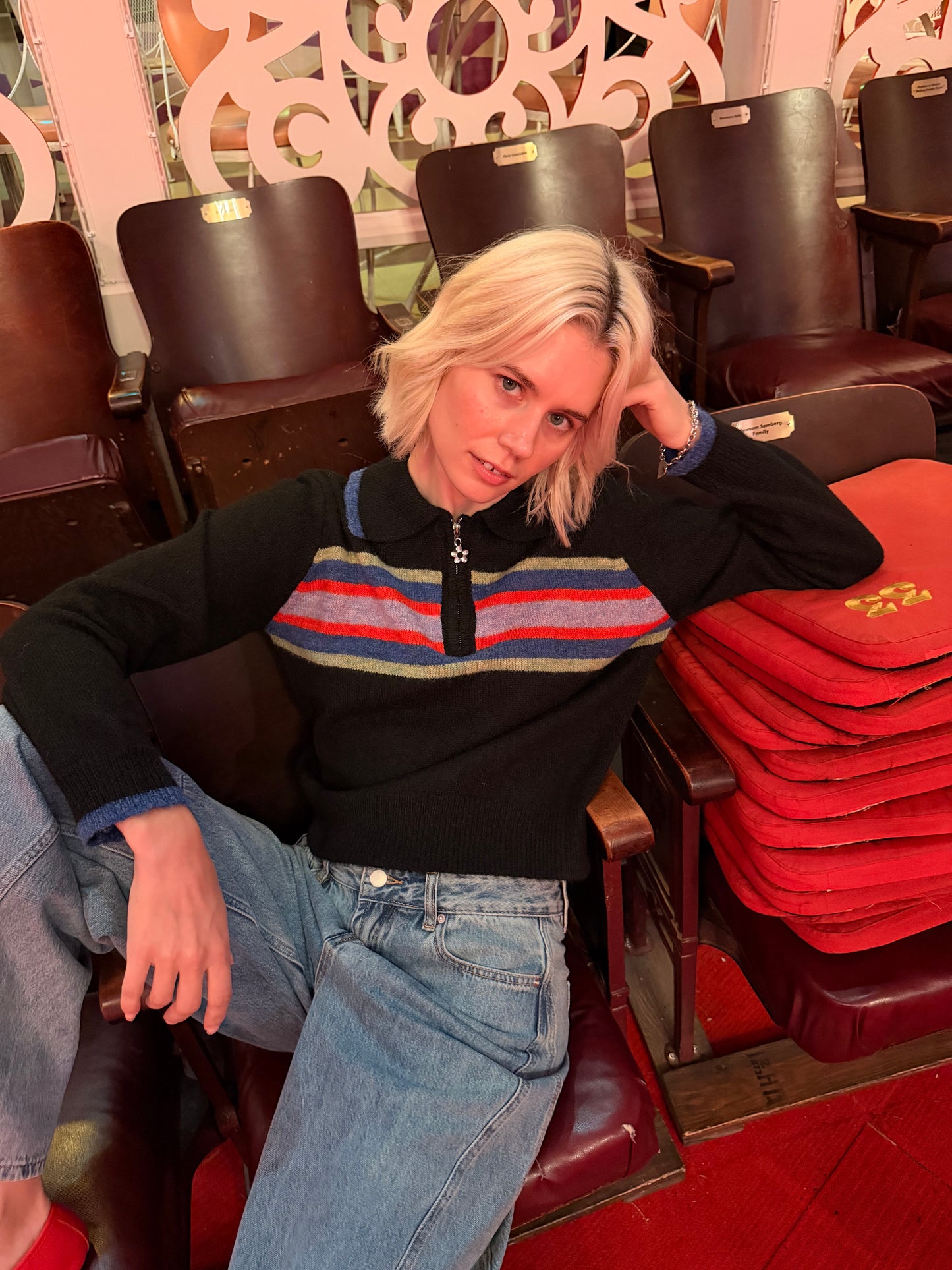 Wylie Half Zip Sweater - Black Multi