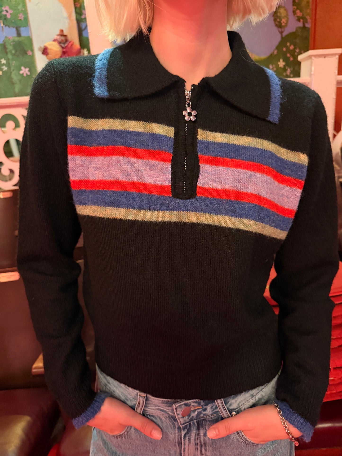 Wylie Half Zip Sweater - Black Multi