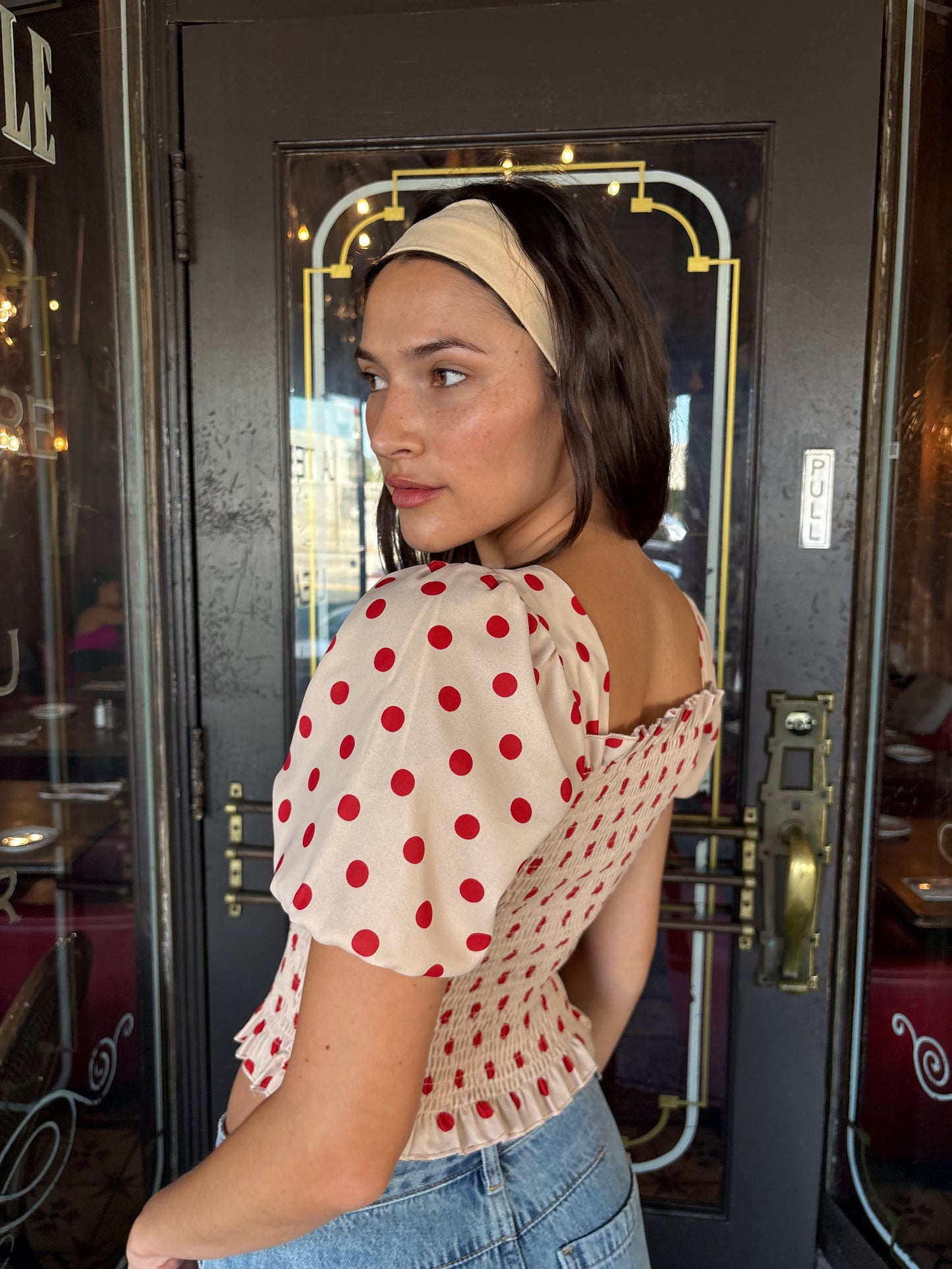 Toni Smocked Puff Sleeve Top - Scarlett Dot