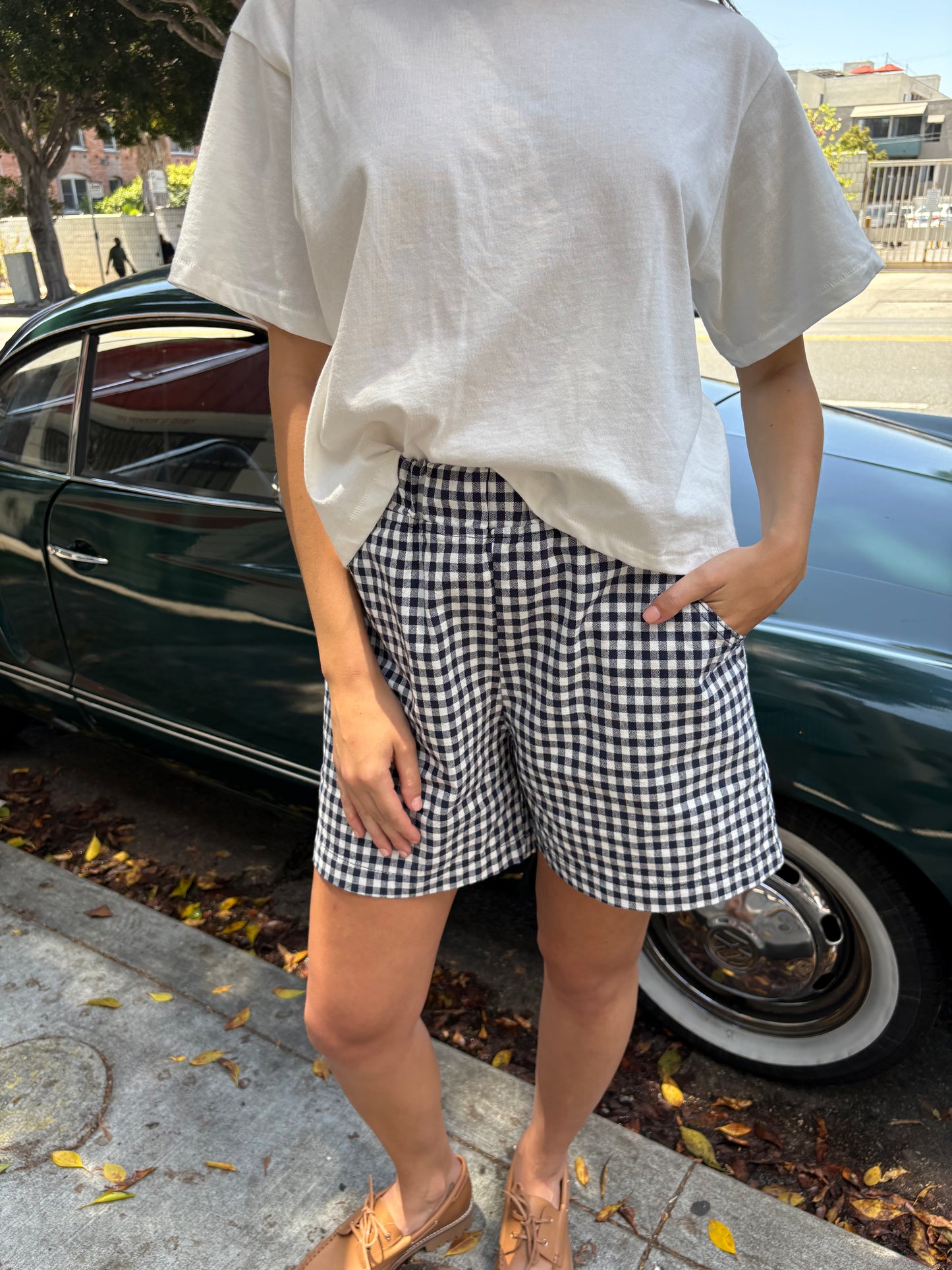 City Shorts - Navy Gingham