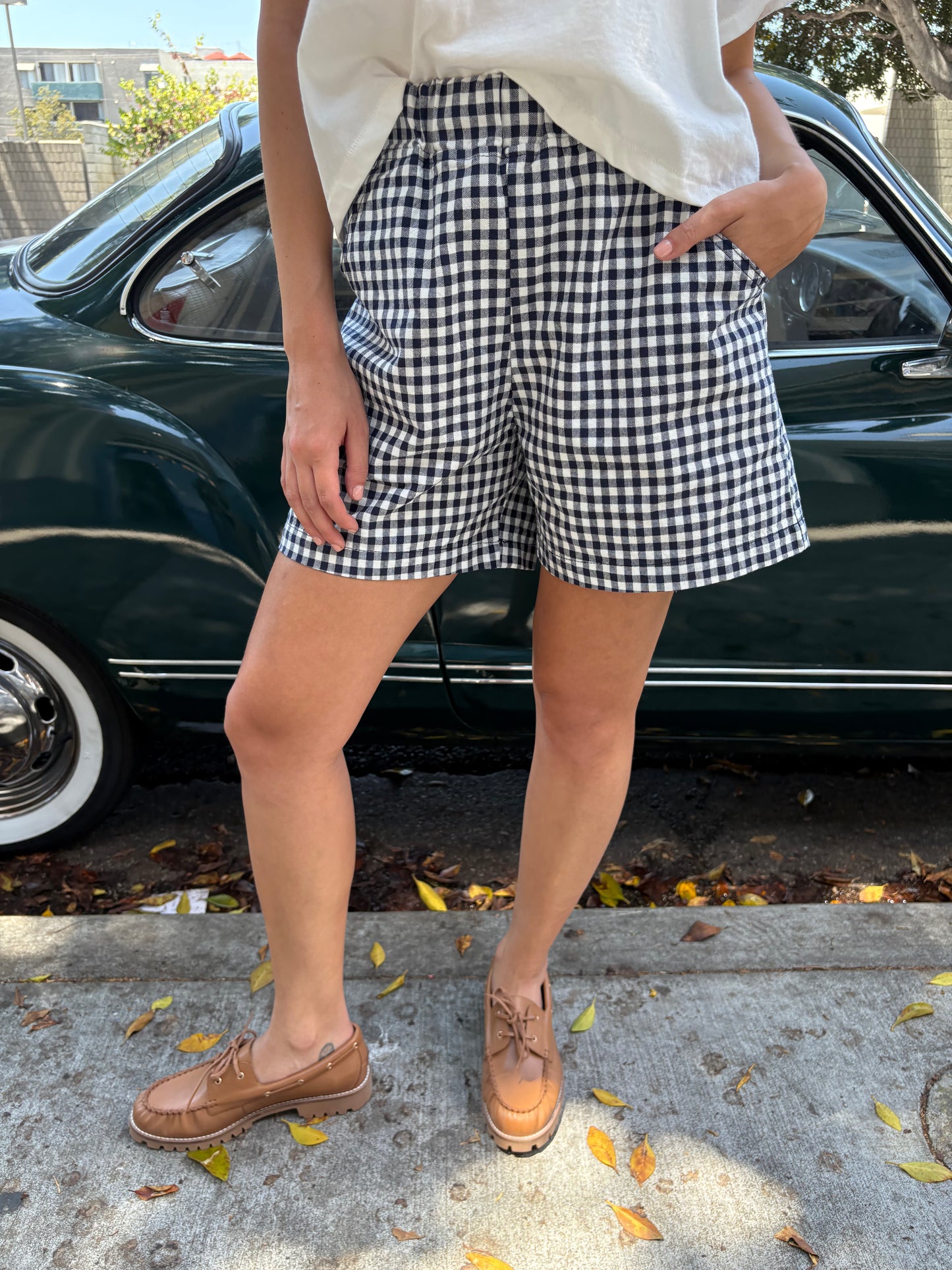 City Shorts - Navy Gingham