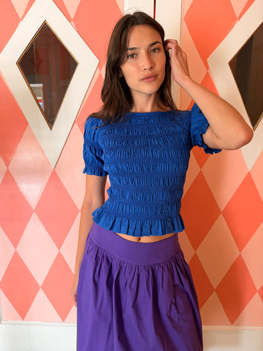 Sienna Smocked Top - Cobalt