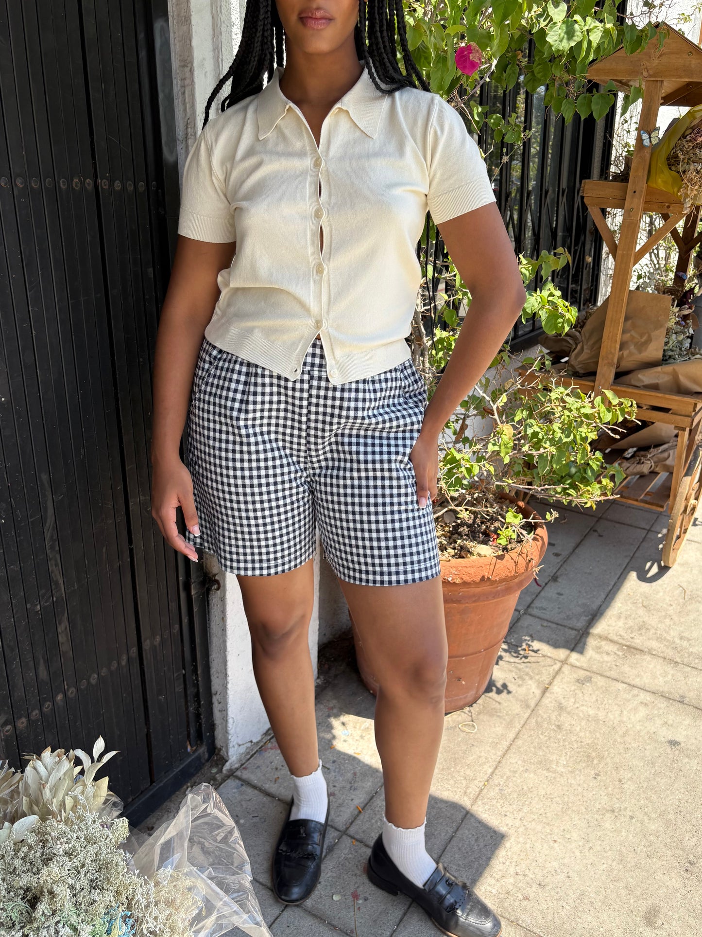 City Shorts - Navy Gingham