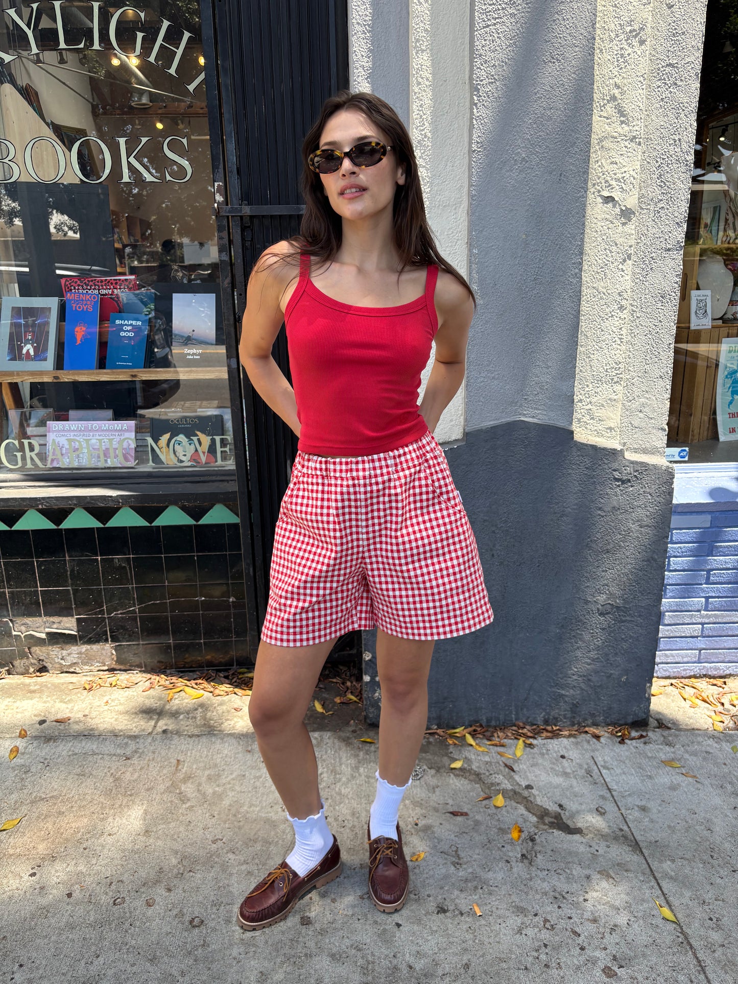 City Shorts - Red Gingham