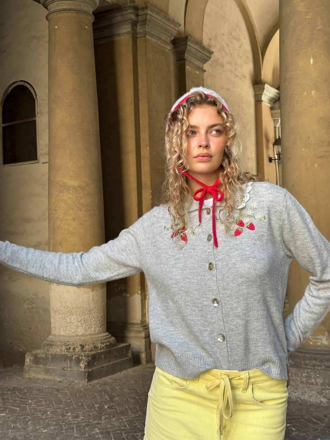 Callie Embroidered Cardigan - Strawberry Vine – Lisa Says Gah