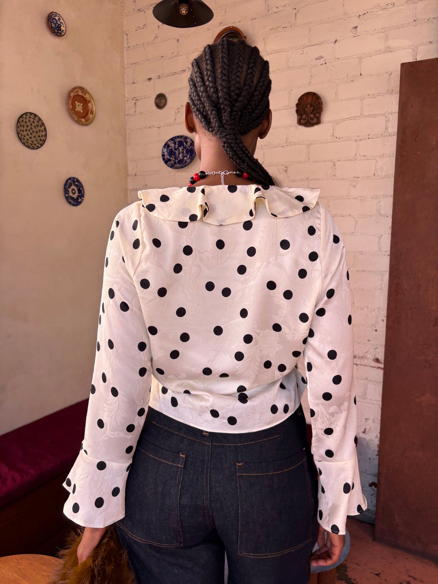 Ricki Wrap Top - White Dot
