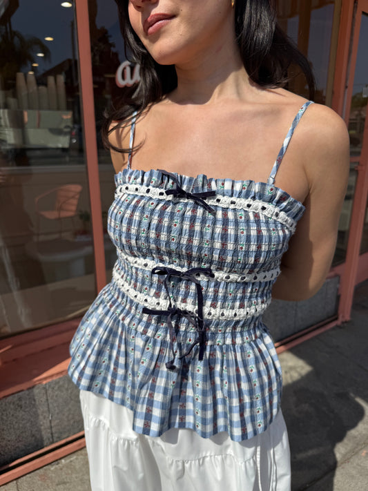 Katya Cami - Blue Margot Gingham