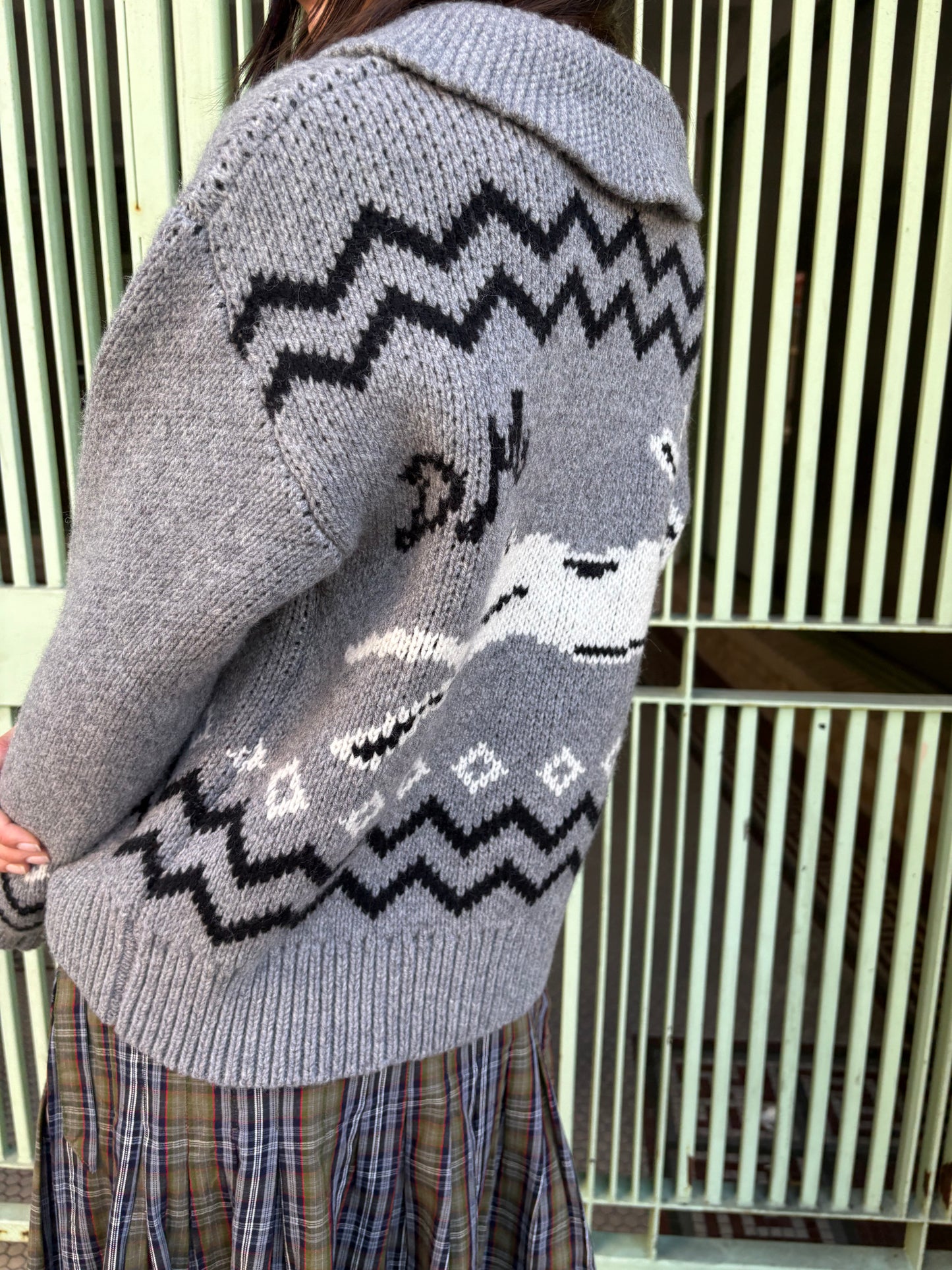 Cecily Collar Cardigan - Bunny Intarsia