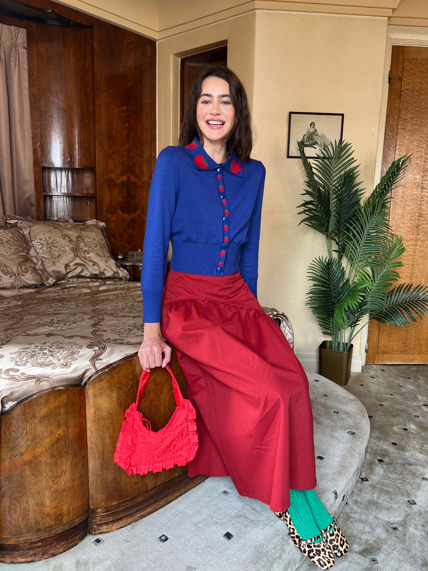 Battenberg Cardi - Blue Strawberry