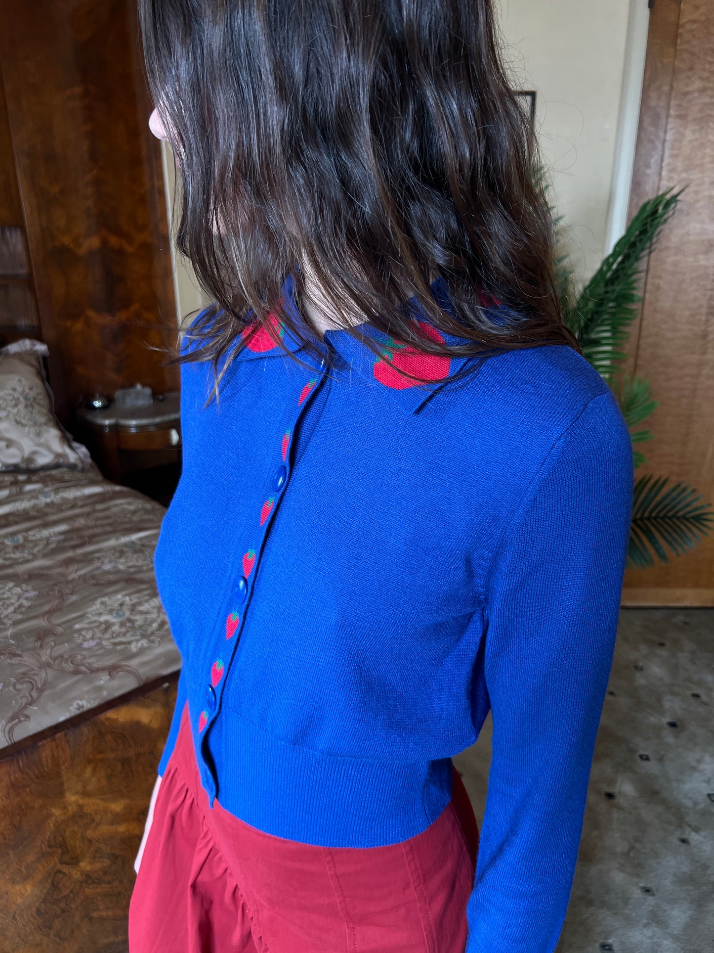 Battenberg Cardi - Blue Strawberry