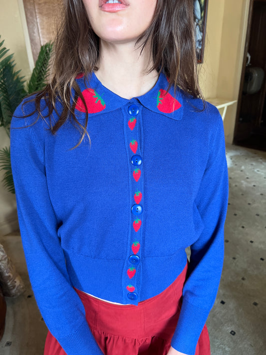 Battenberg Cardi - Blue Strawberry