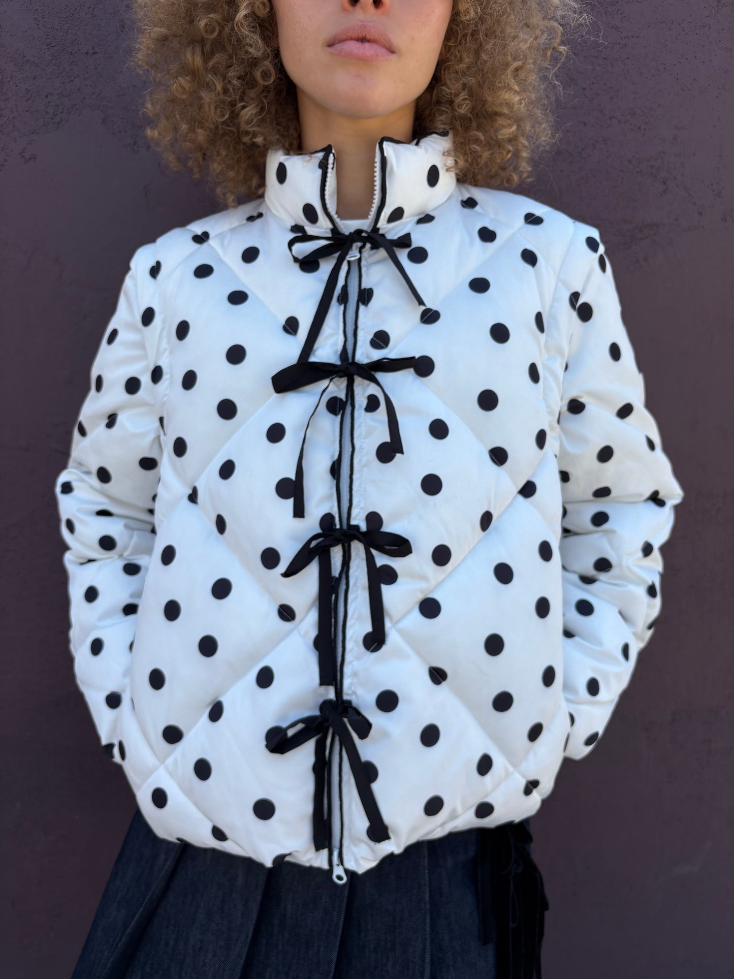 Lady Puffer Jacket  -  White Dot
