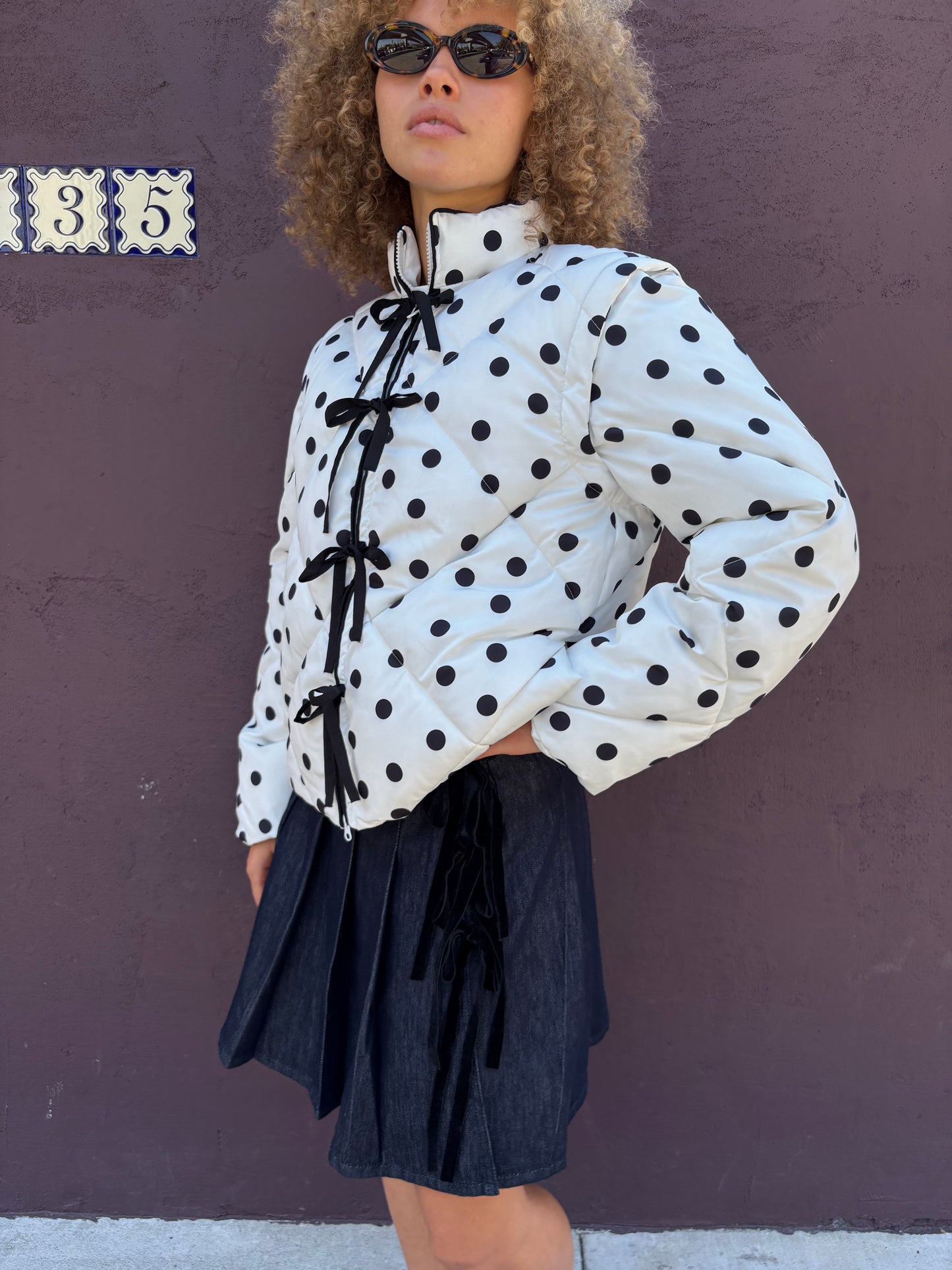 Lady Puffer Jacket  -  White Dot