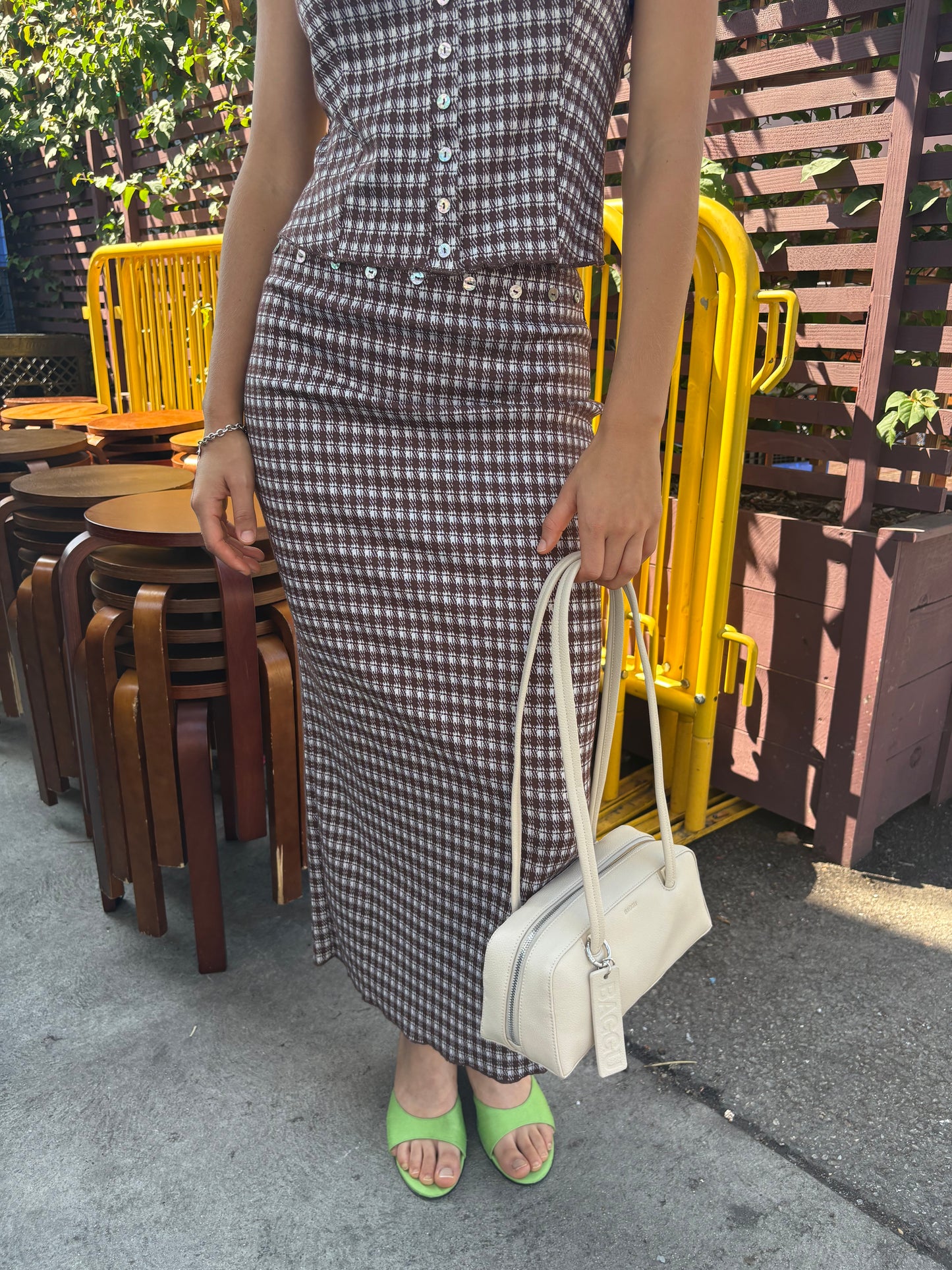 Small Recycled Leather Bowler Bag - Stone