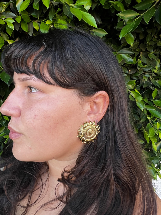 Sunflower Earrings - Gold