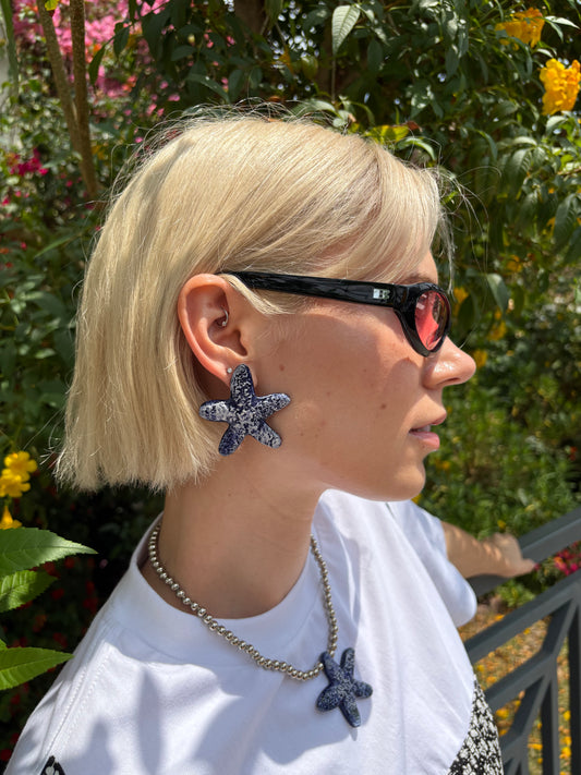 Star Fish Earrings - Blue