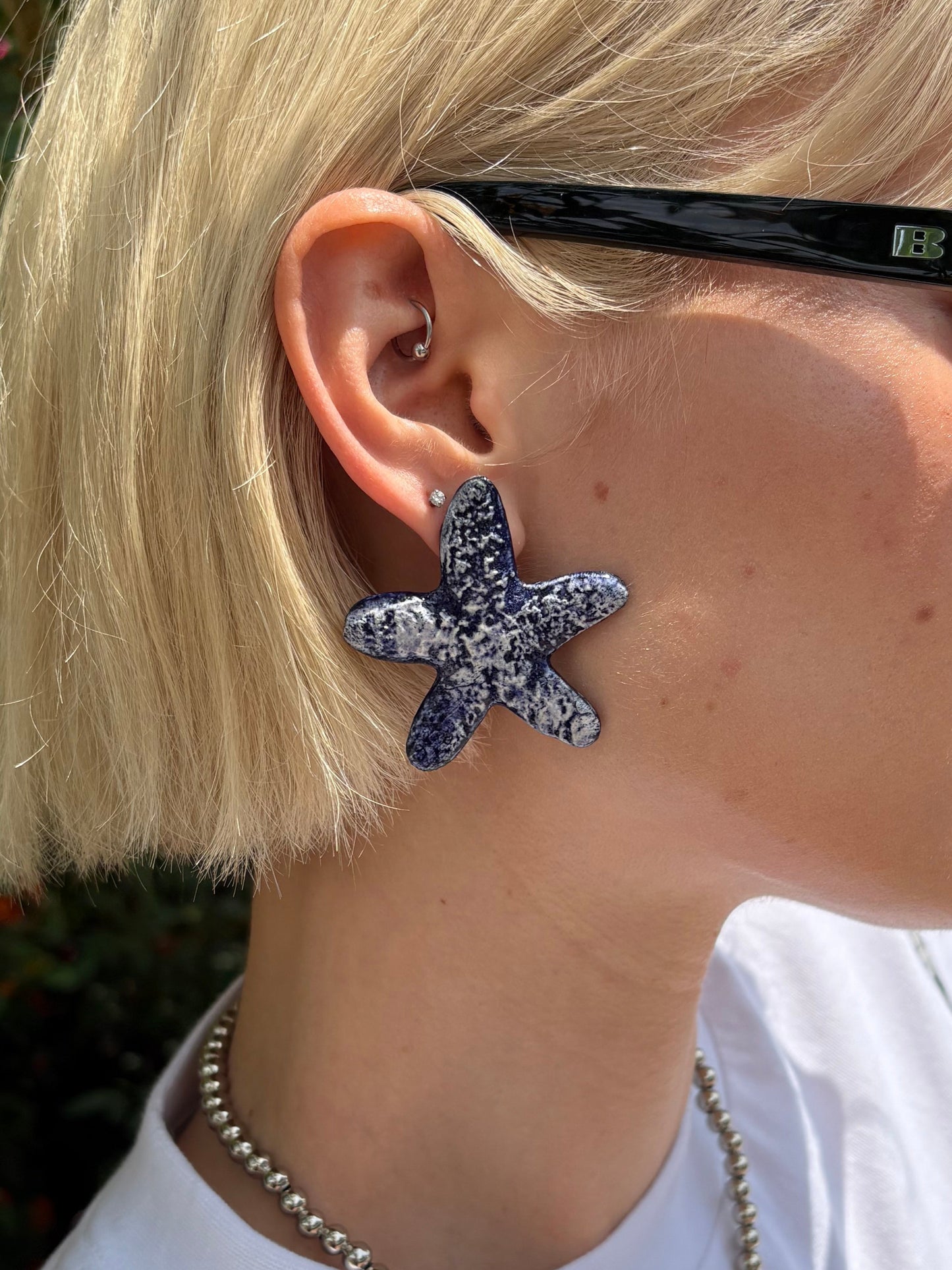 Star Fish Earrings - Blue