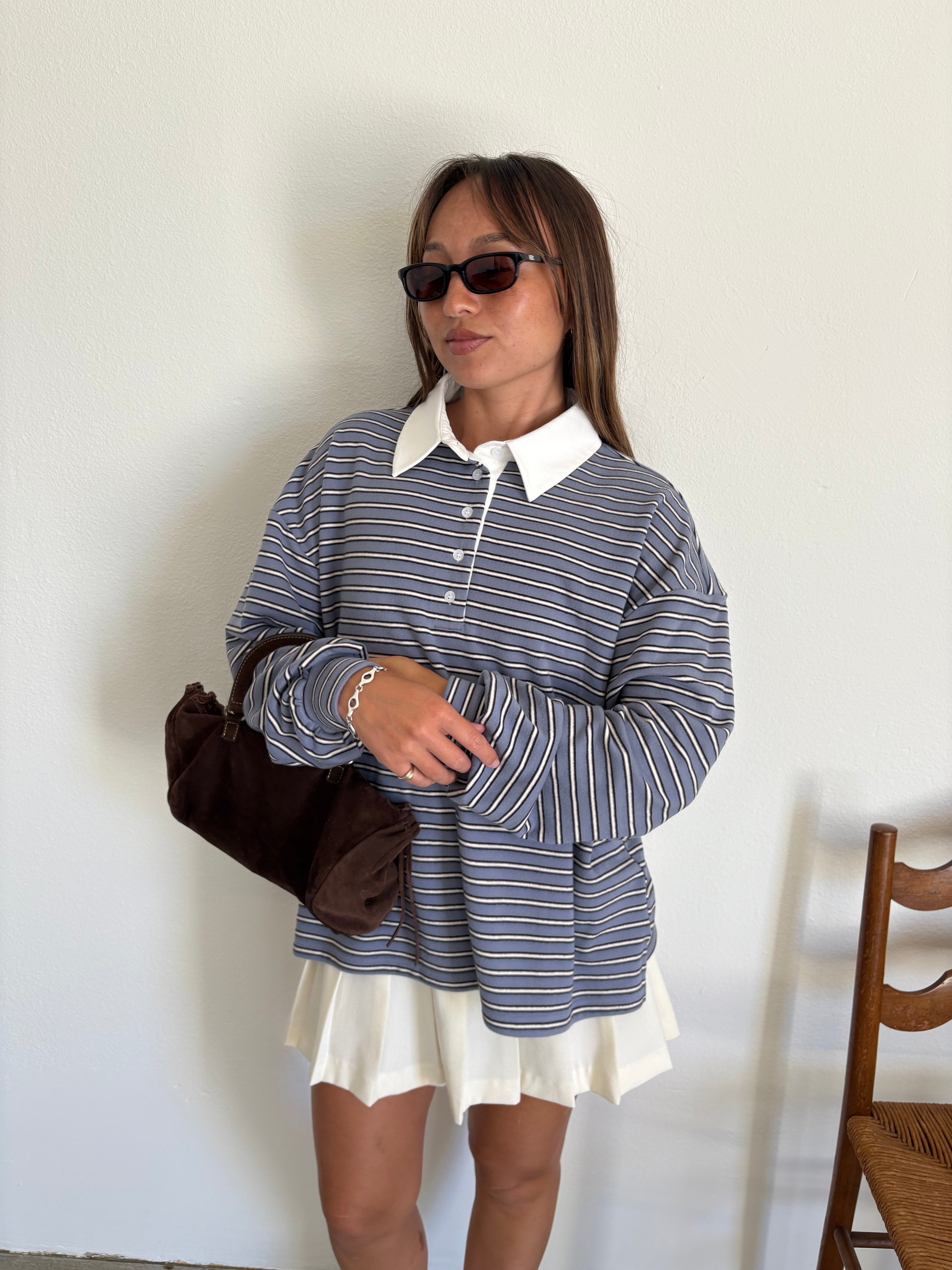 Marin Striped Polo - Blue Stripe – Lisa Says Gah