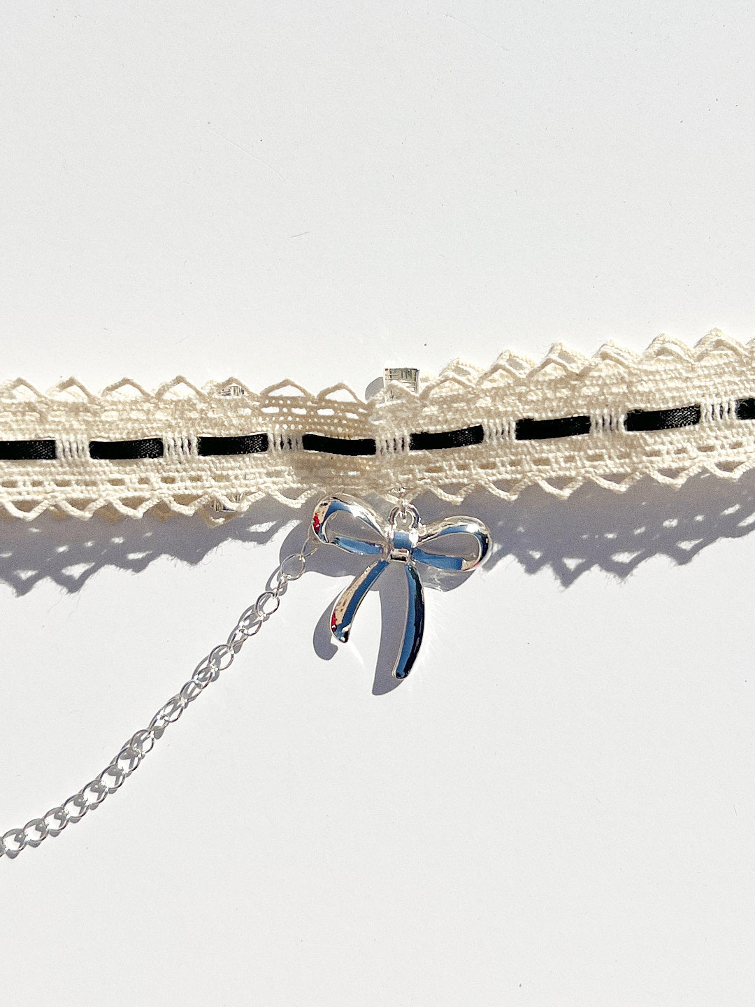 Lace Bow Choker - Black/Silver – Lisa Says Gah
