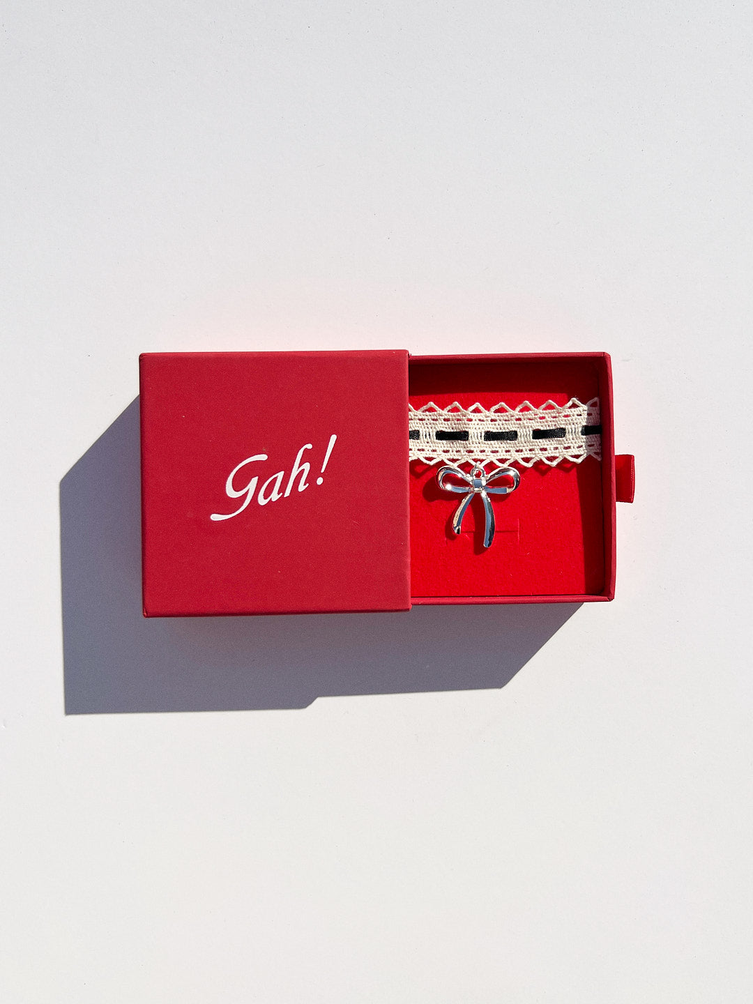 Lace Bow Choker - Black/Silver