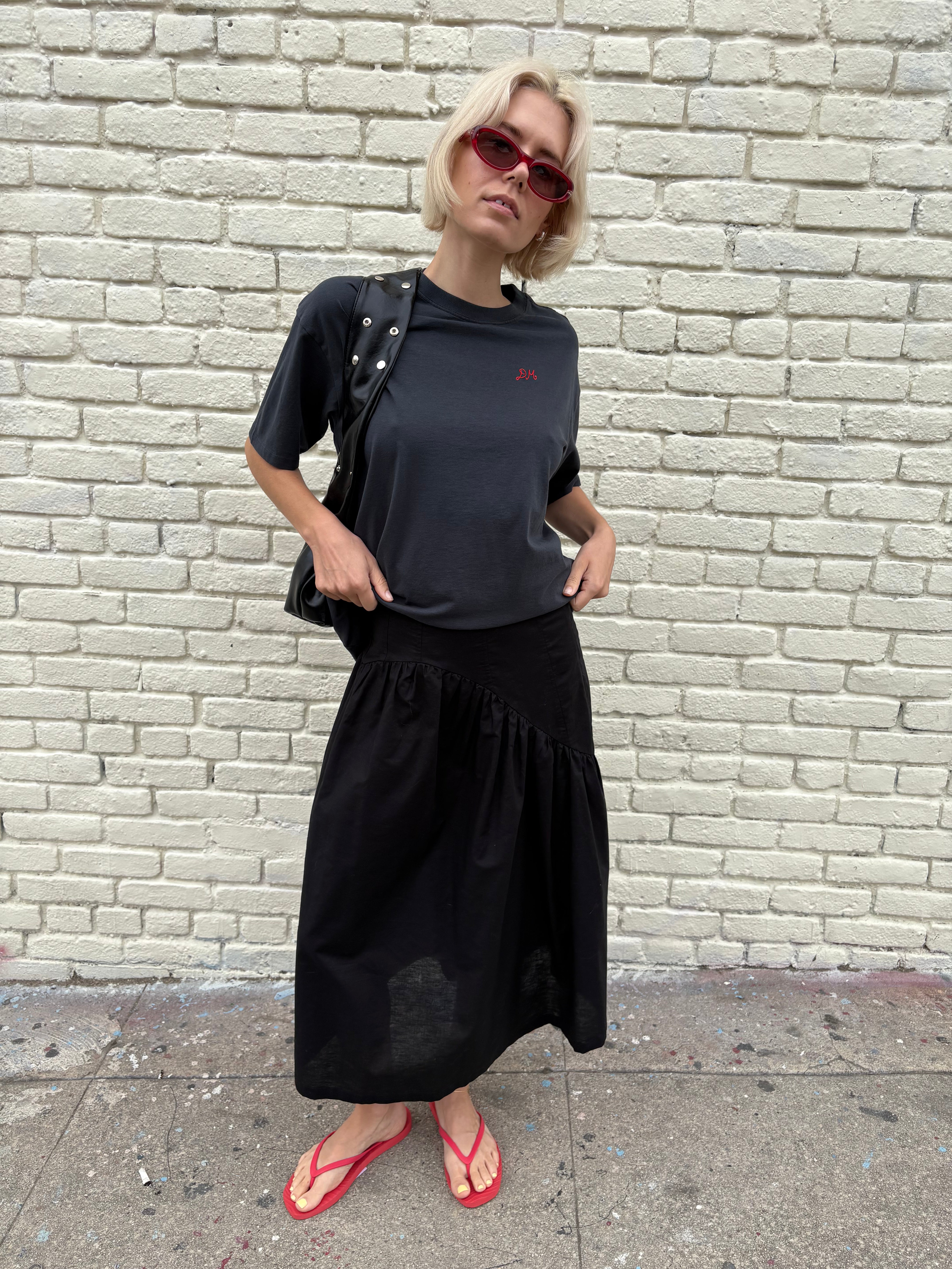 Maeve Midi Skirt - Black Linen – Lisa Says Gah