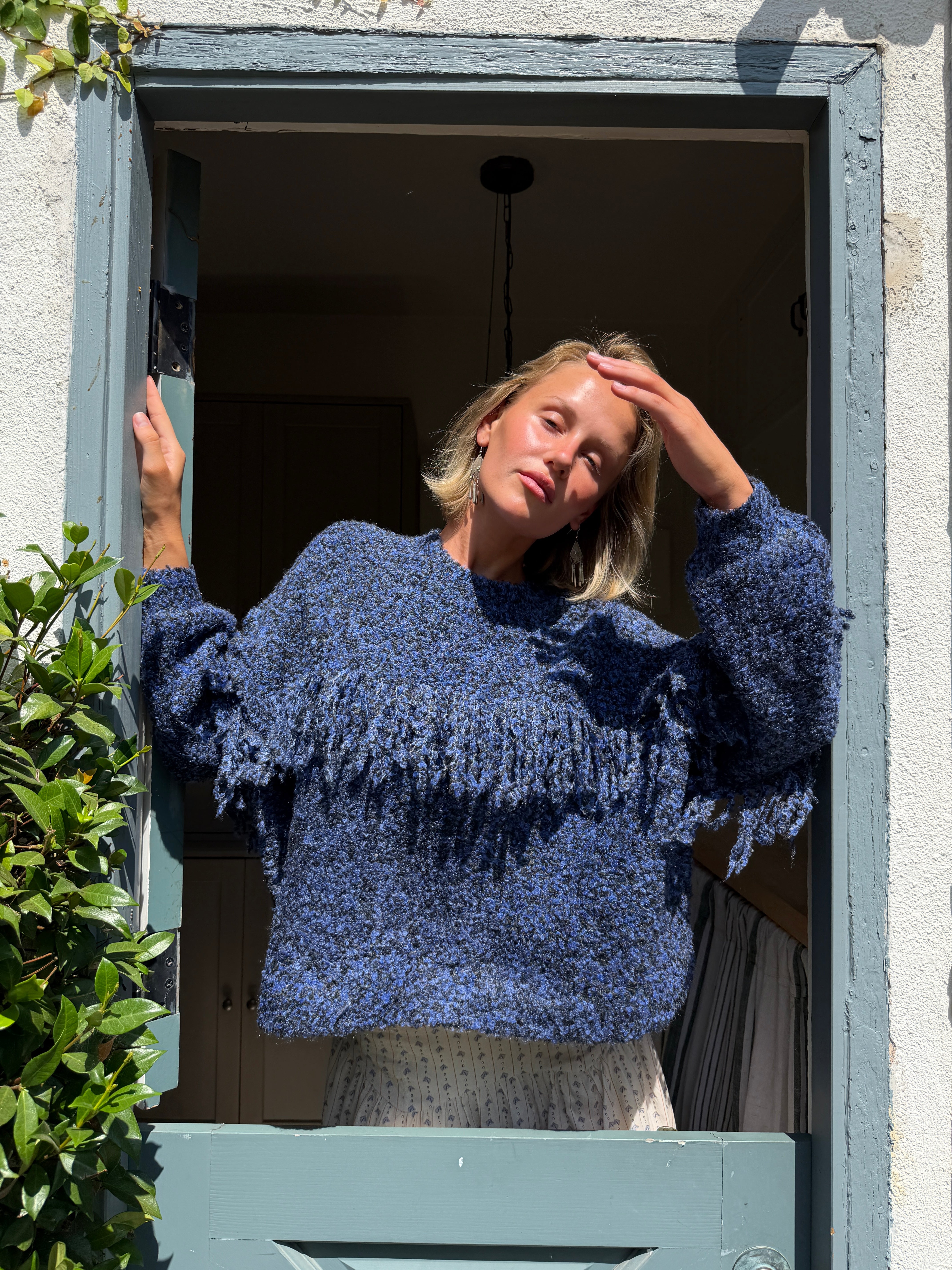 Rowena Fringe Sweater - Salt & Pepper