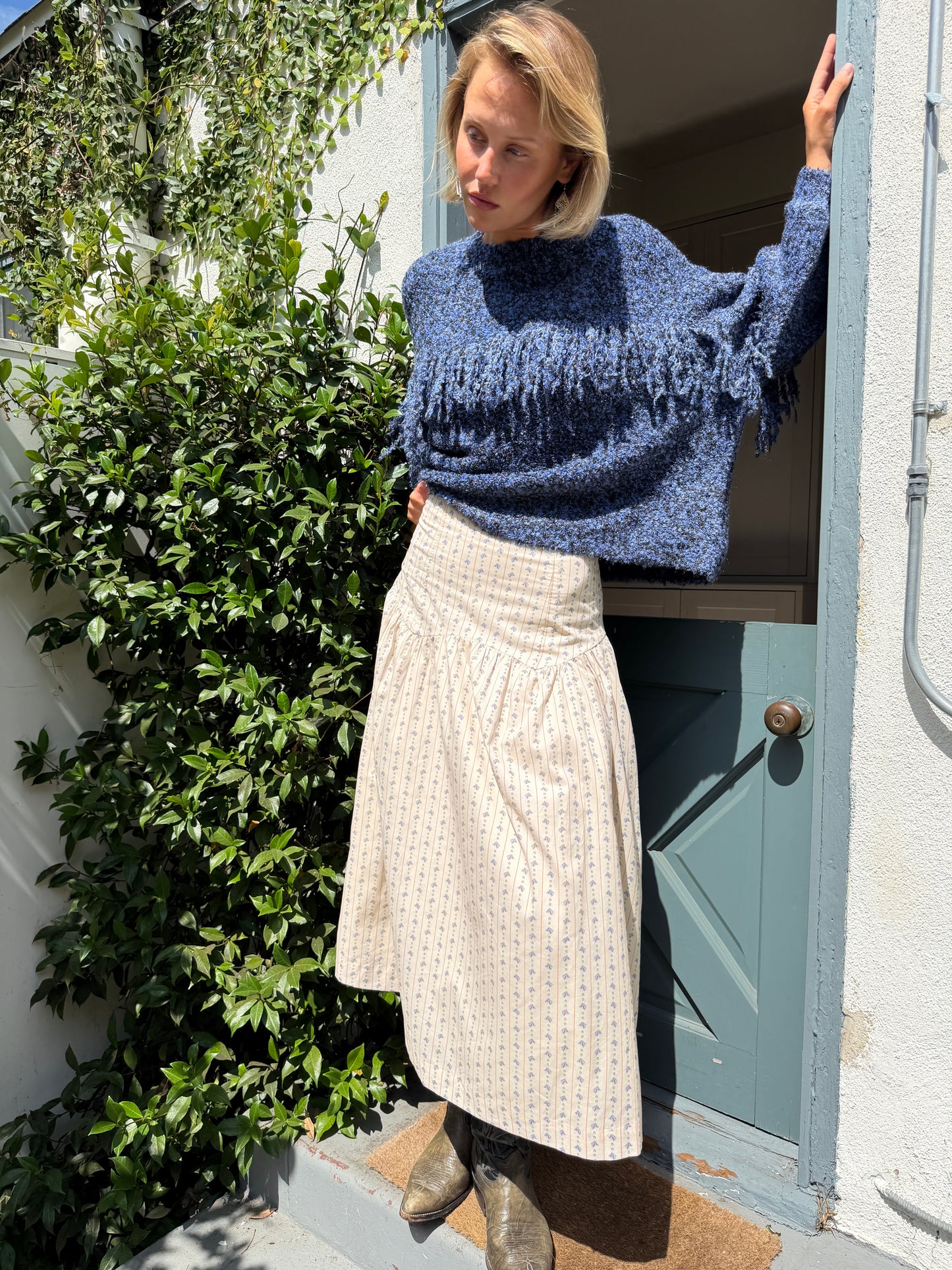Rowena Fringe Sweater - Salt & Pepper