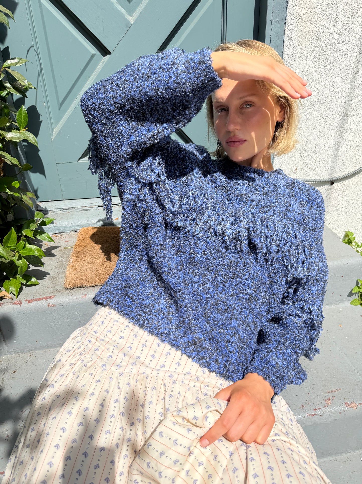 Rowena Fringe Sweater - Salt & Pepper