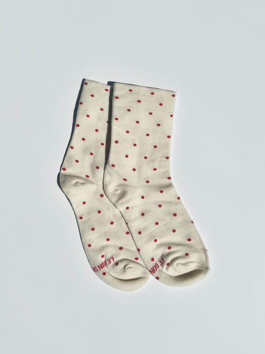 Patterned Sneaker Socks - Cream Red