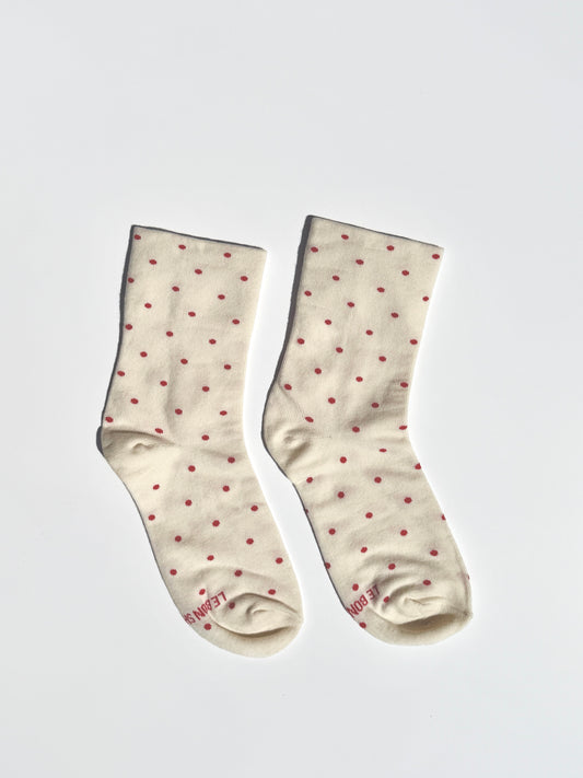 Patterned Sneaker Socks - Cream Red