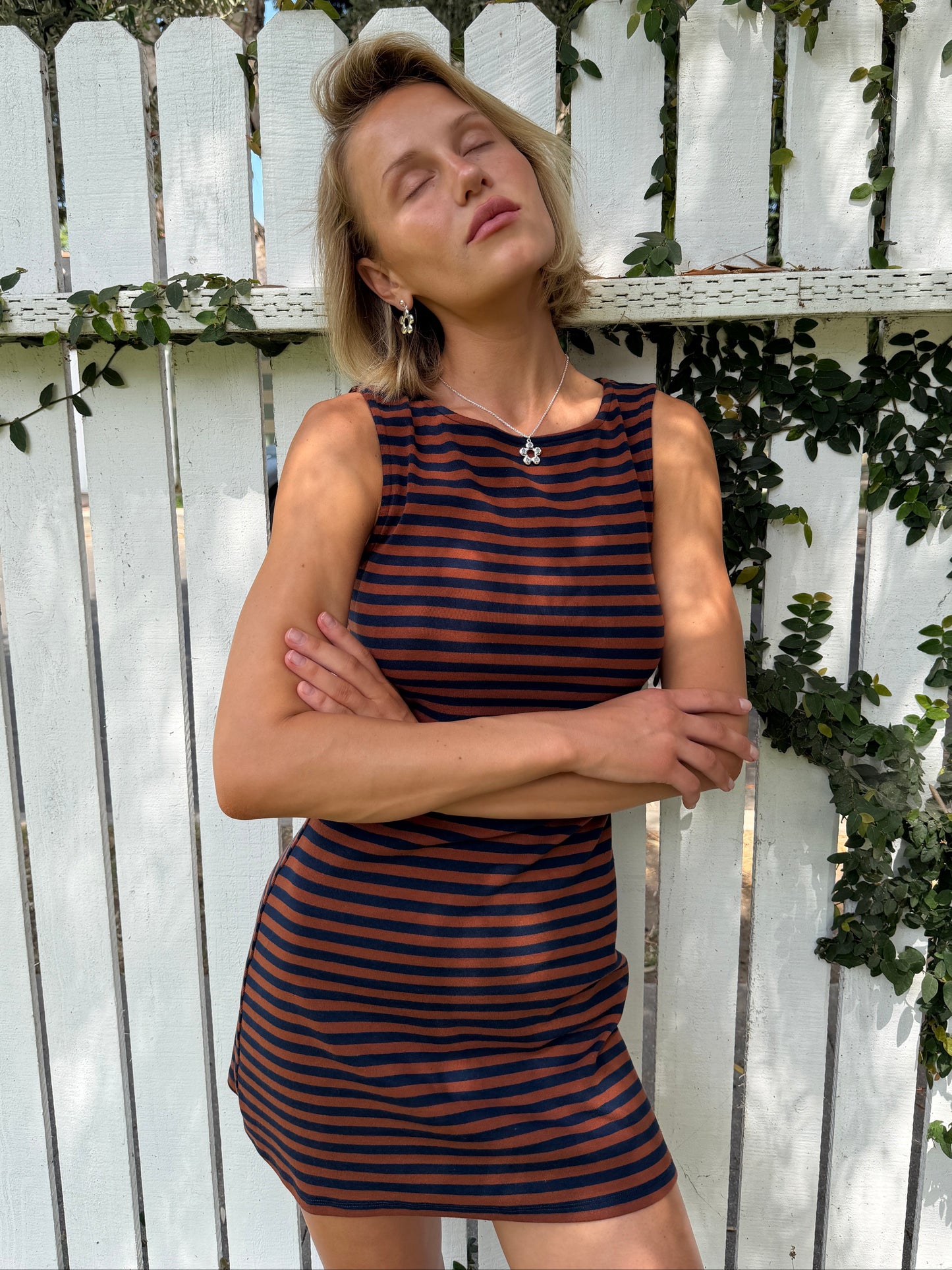Cindy Dress - Tobacco Stripe