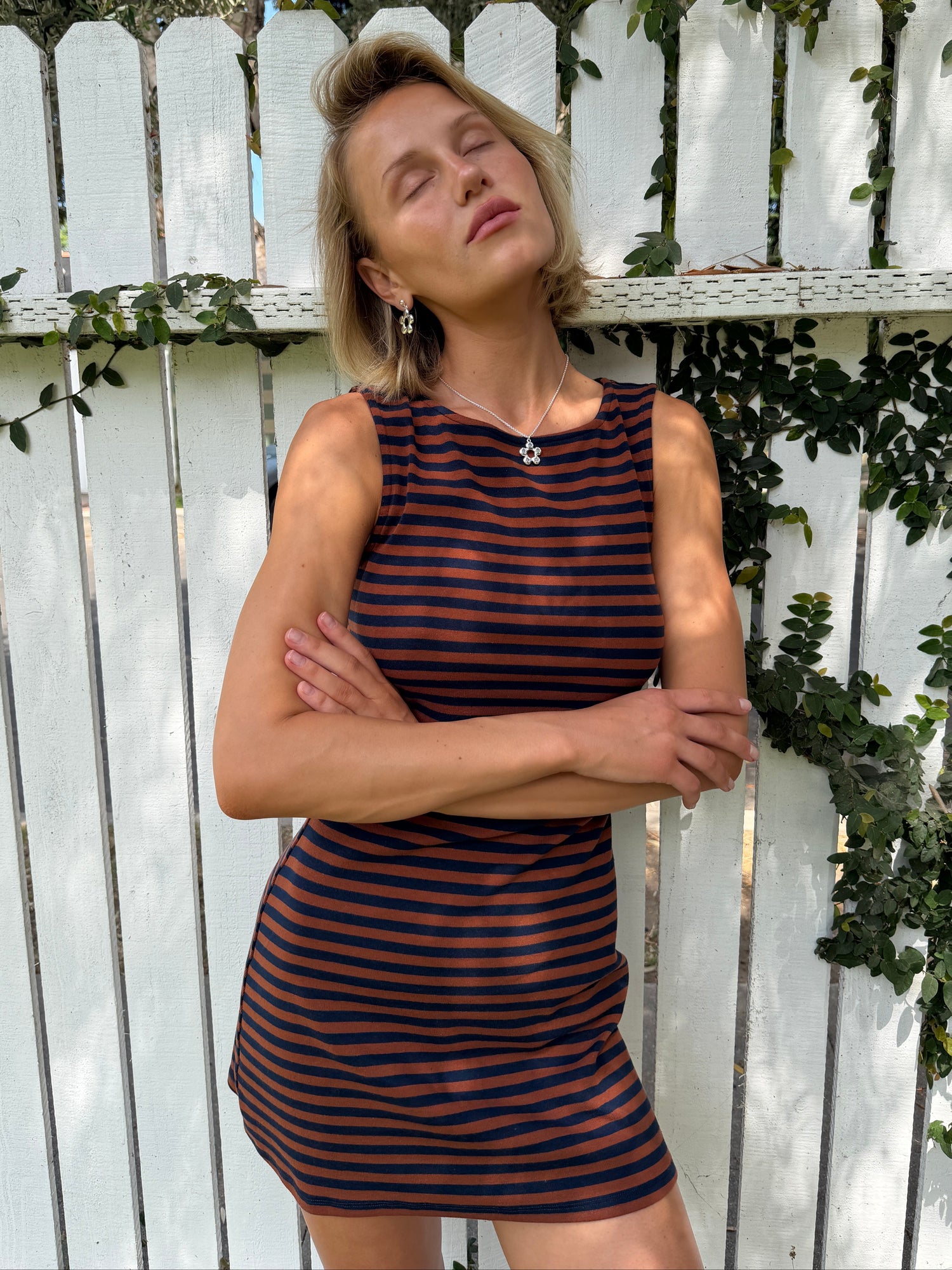 Cindy Dress - Tobacco Stripe