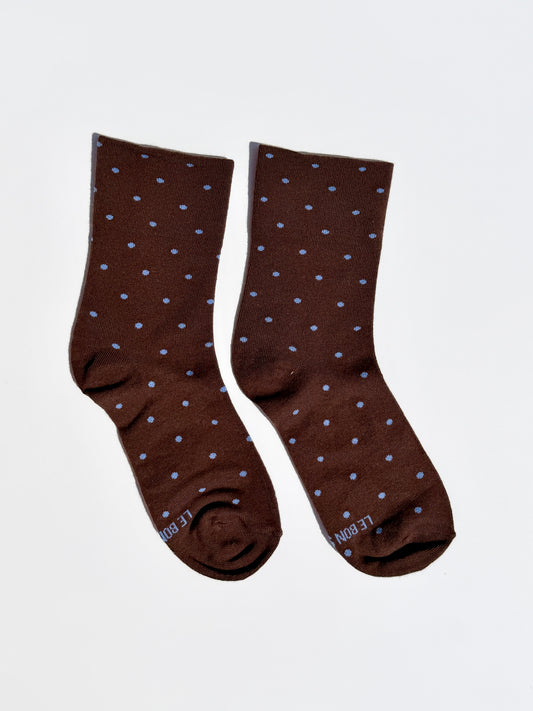 Patterned Sneaker Socks - Cacao/Blue