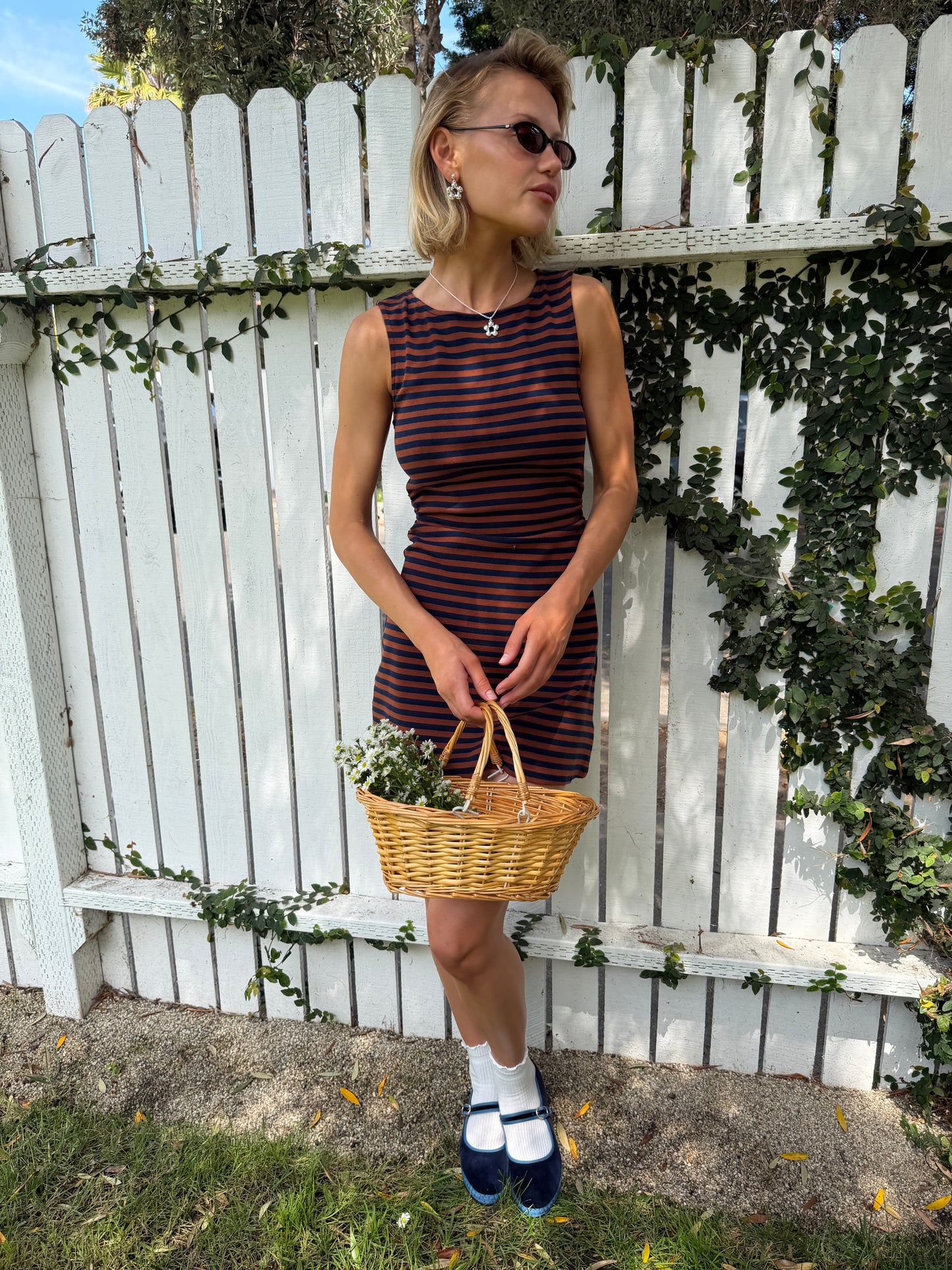 Cindy Dress - Tobacco Stripe