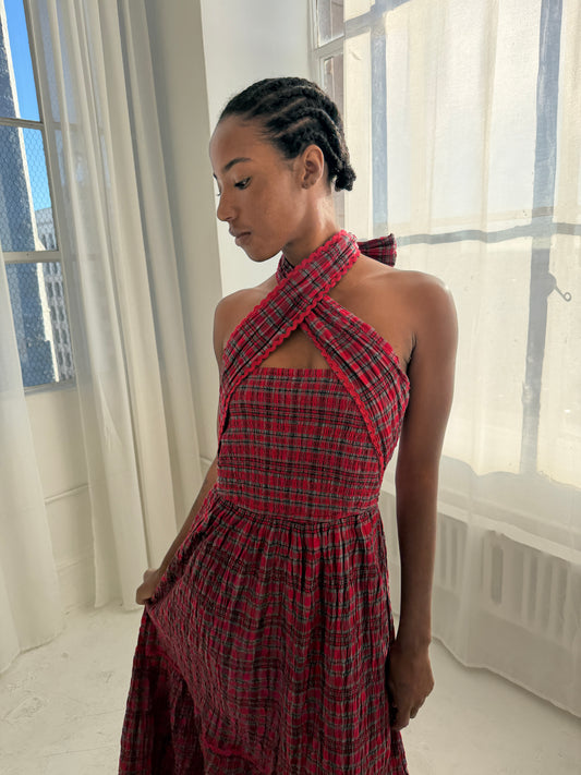 Mia Midi Dress - Red Check
