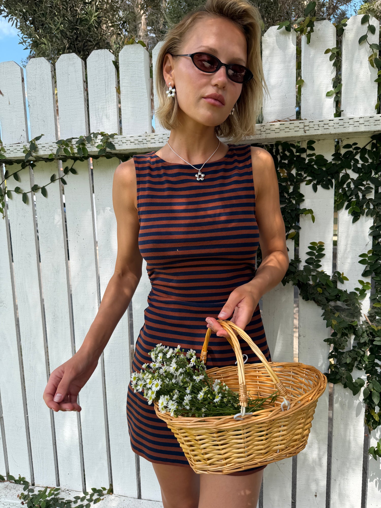 Cindy Dress - Tobacco Stripe