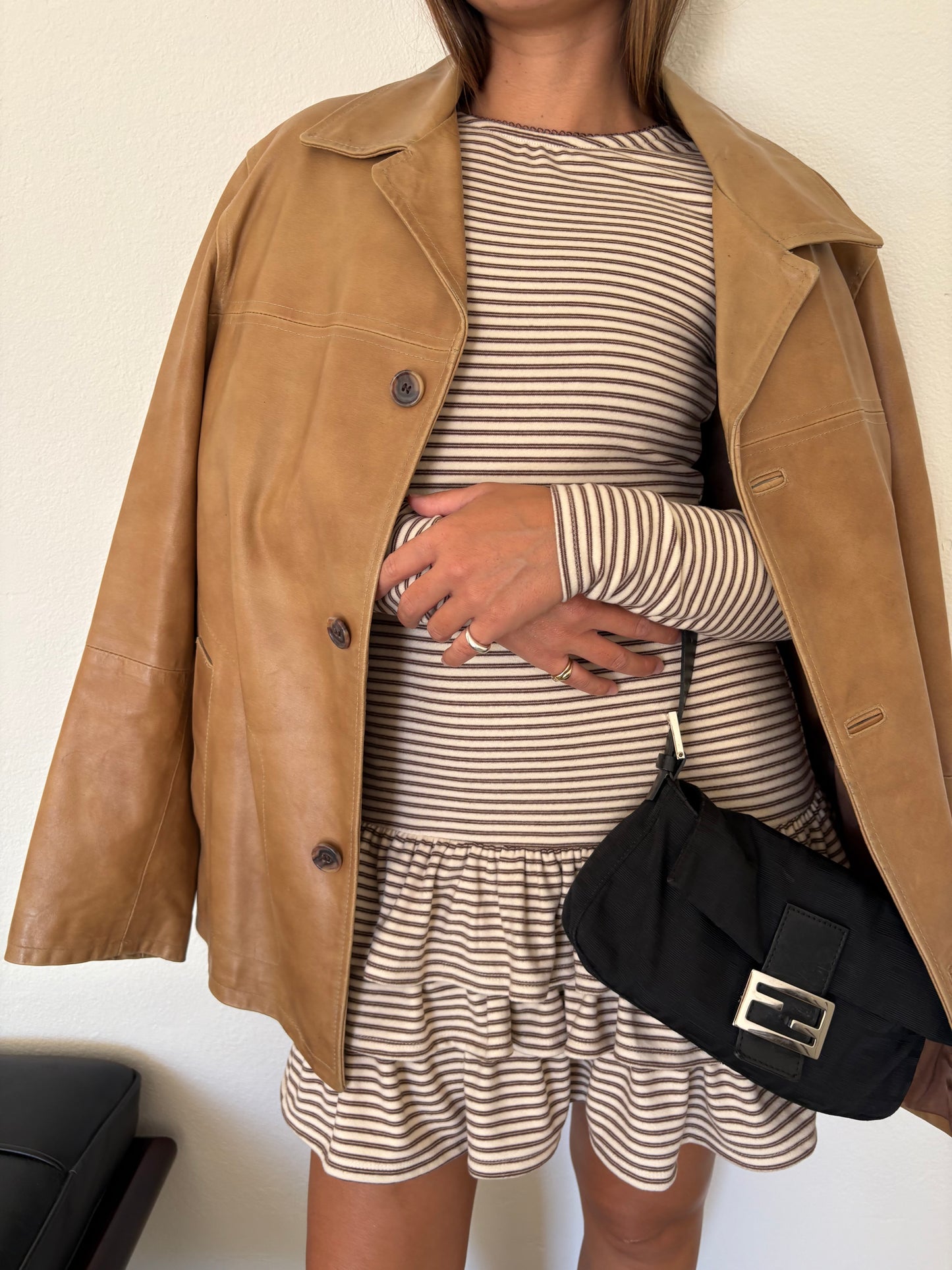 Colette Mini Dress - Brown Stripe