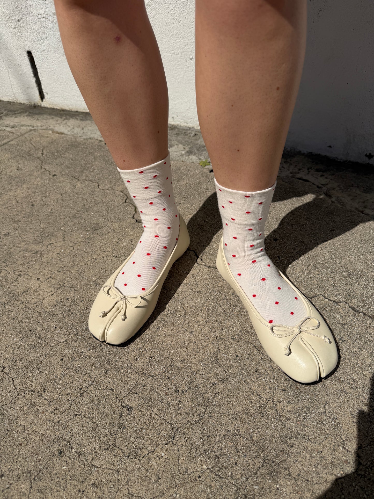 Patterned Sneaker Socks - Cream Red