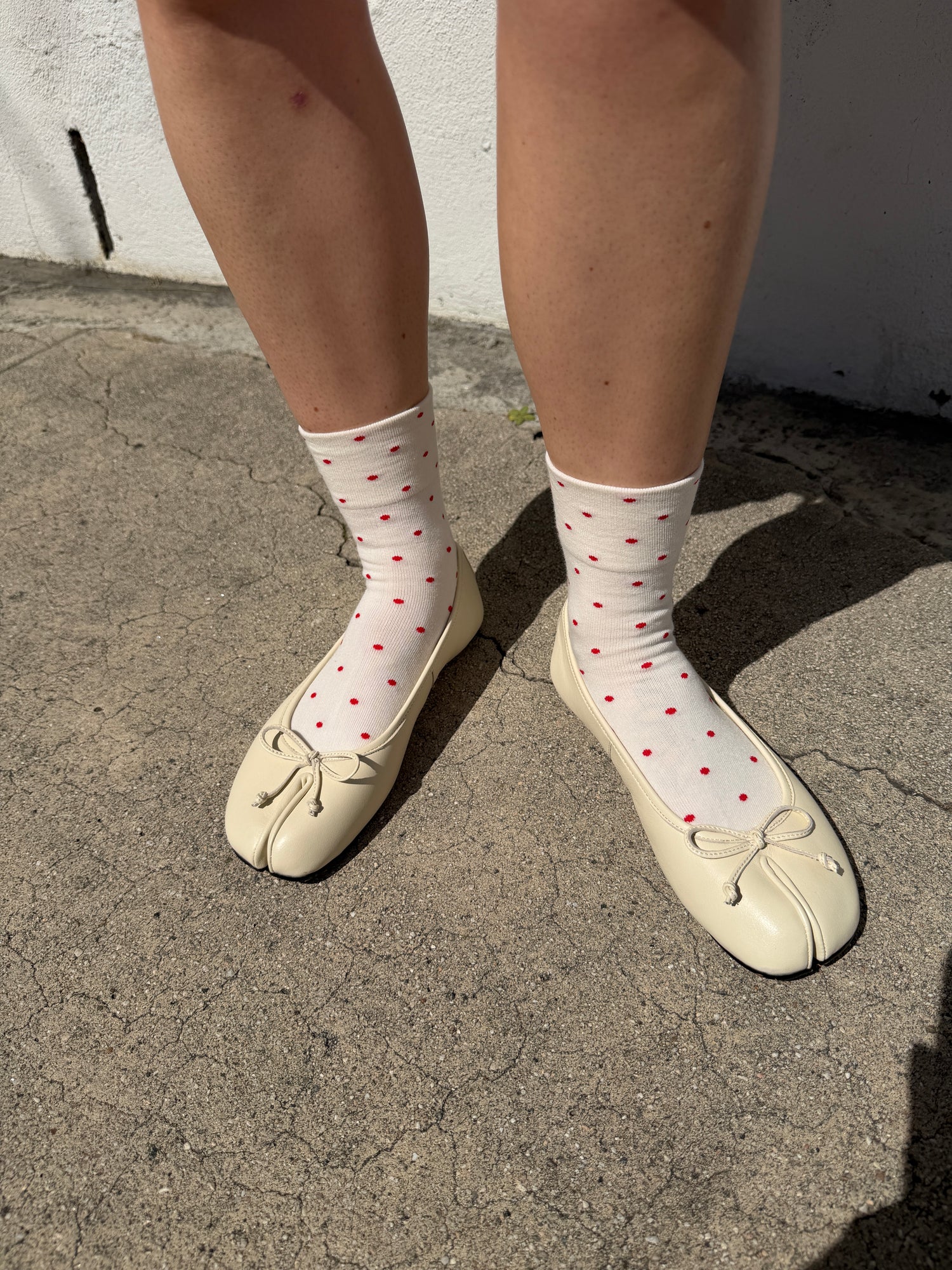 Patterned Sneaker Socks - Cream Red
