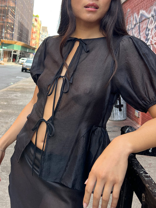 Petra Blouse - Black Organza