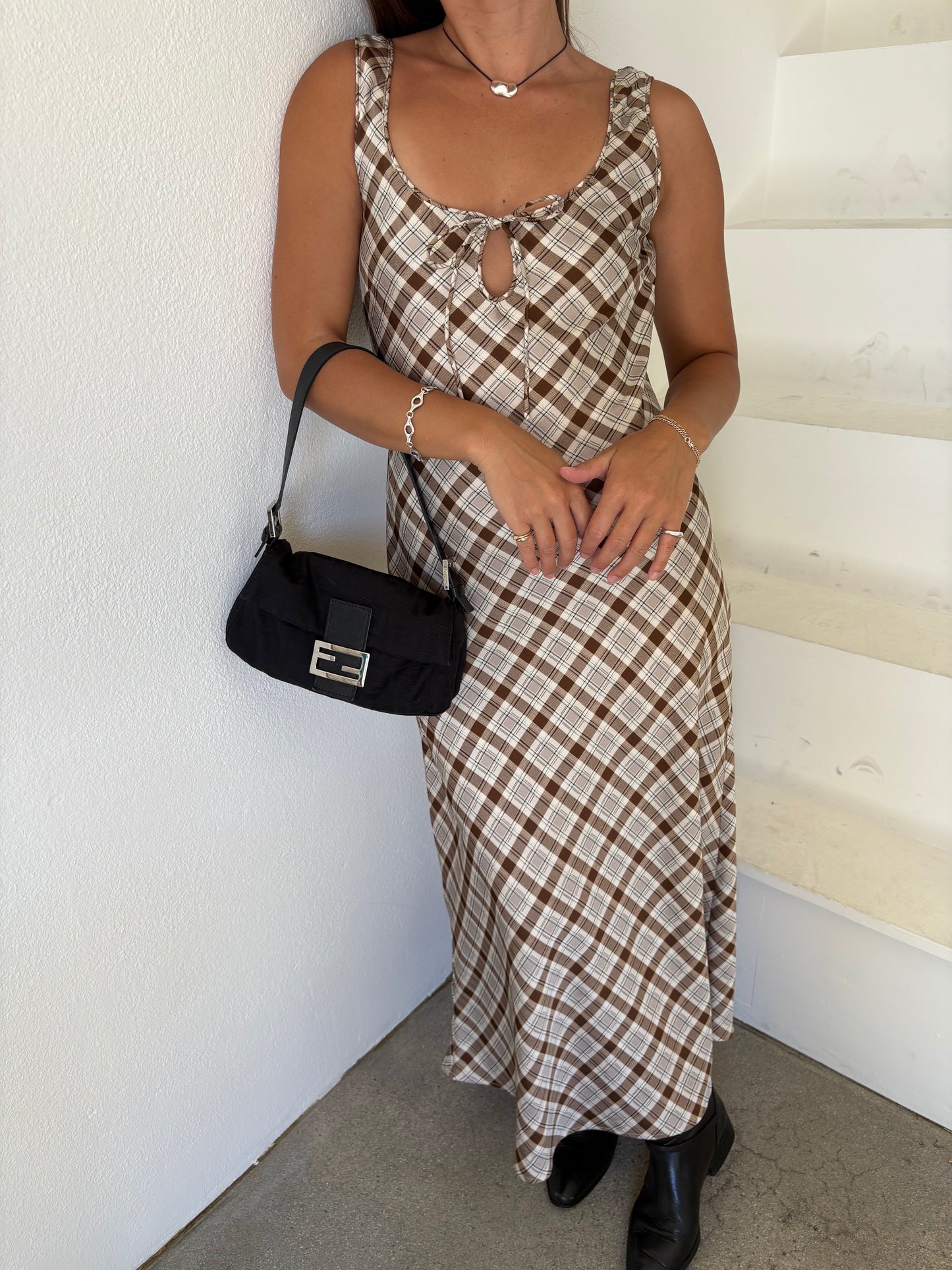 Tabitha Dress - Tan Plaid