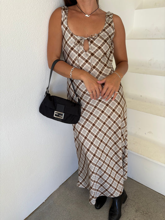 Tabitha Dress - Tan Plaid