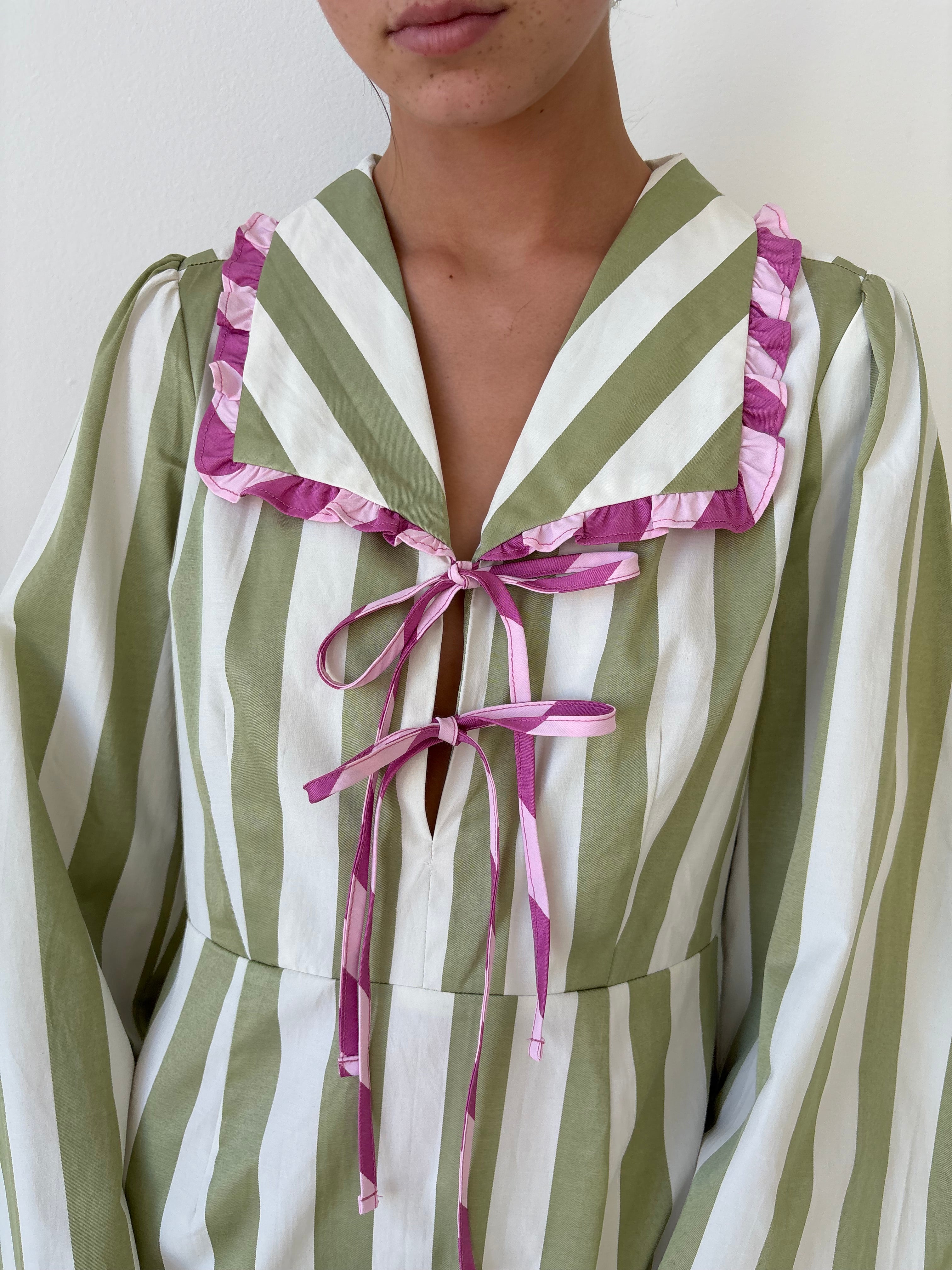 Mayfair Dress - Ivy Stripe Ivy Stripe / S Mayfair Dress - Ivy Stripe Ivy Stripe / S