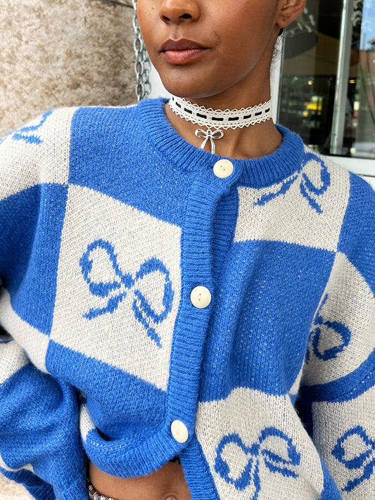 Lace Bow Choker - Black/Silver