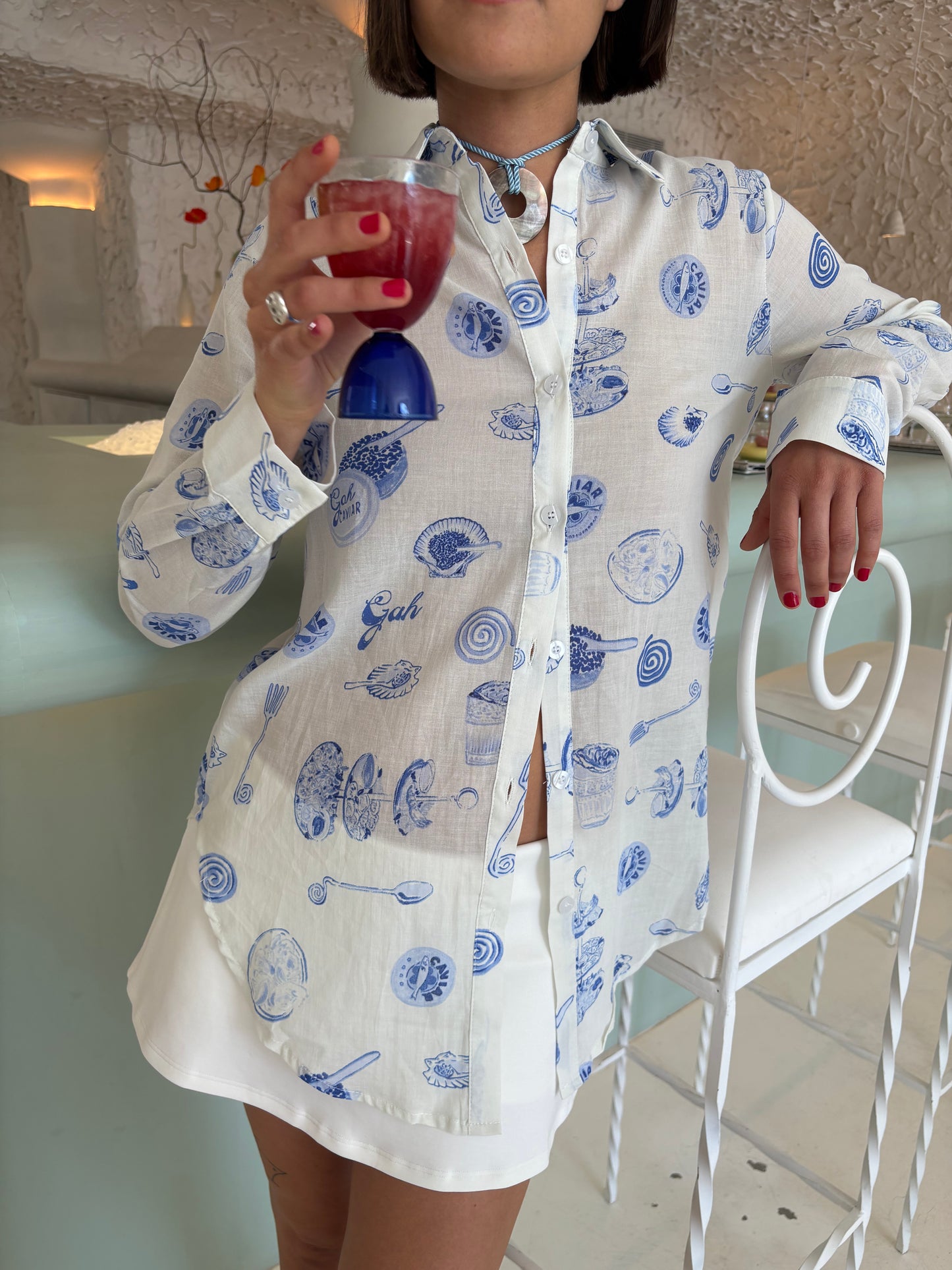 Tessa Button Down - Caviar Dreams Blue Multi