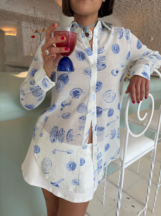 Tessa Button Down - Caviar Dreams Blue Multi